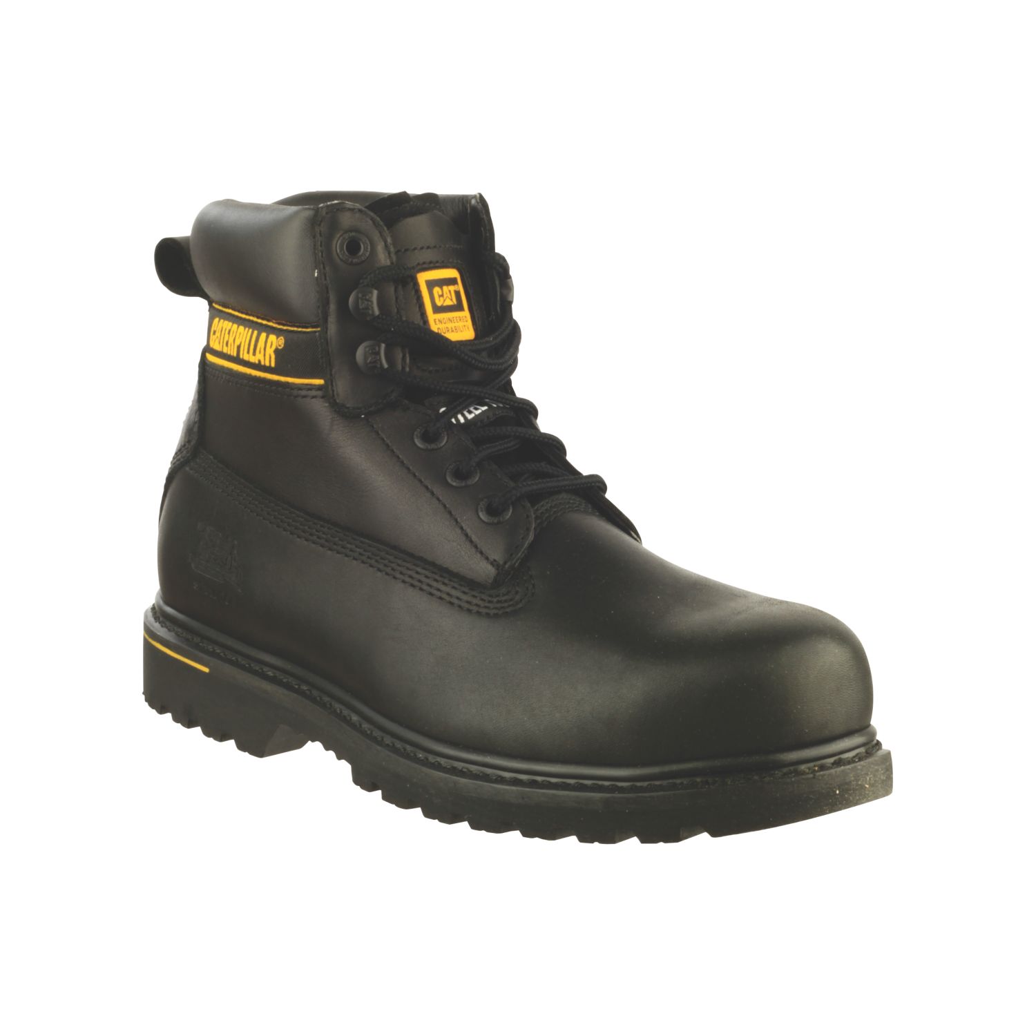 CAT Holton Size 9 Black Steel Toe Cap Safety Boots (14183)