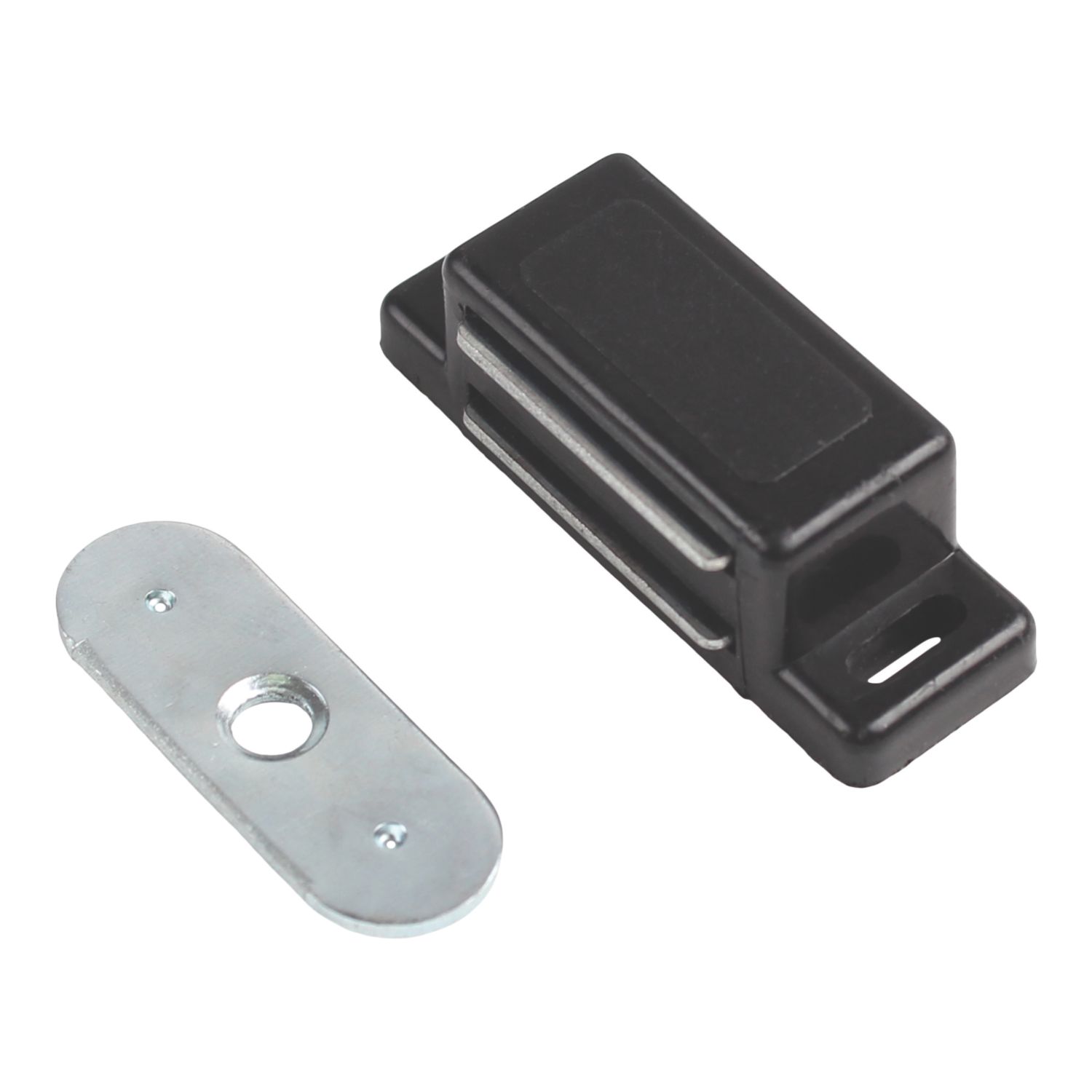 Essentials 1-Hole Magnetic Cabinet Catch Black 45mm x 16mm 10 Pack (141TE)