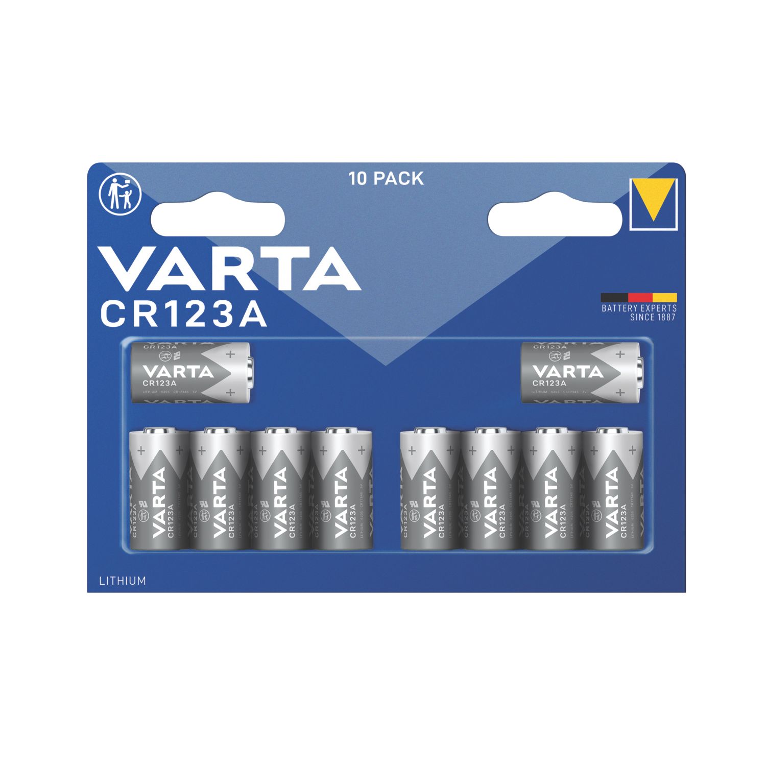 Varta CR123 3V Lithium Batteries 10 Pack (142AV)