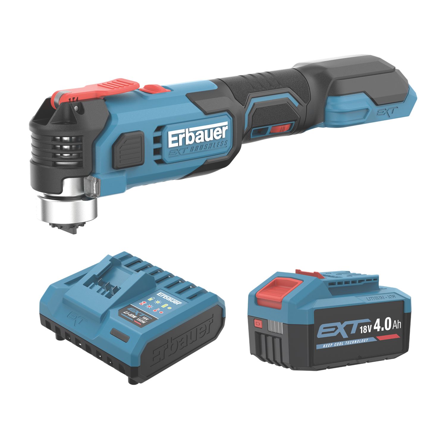 Erbauer ERI1080MLT 18V 1 x 4.0Ah Li-Ion EXT Brushless Cordless Multi-Tool (142YM)