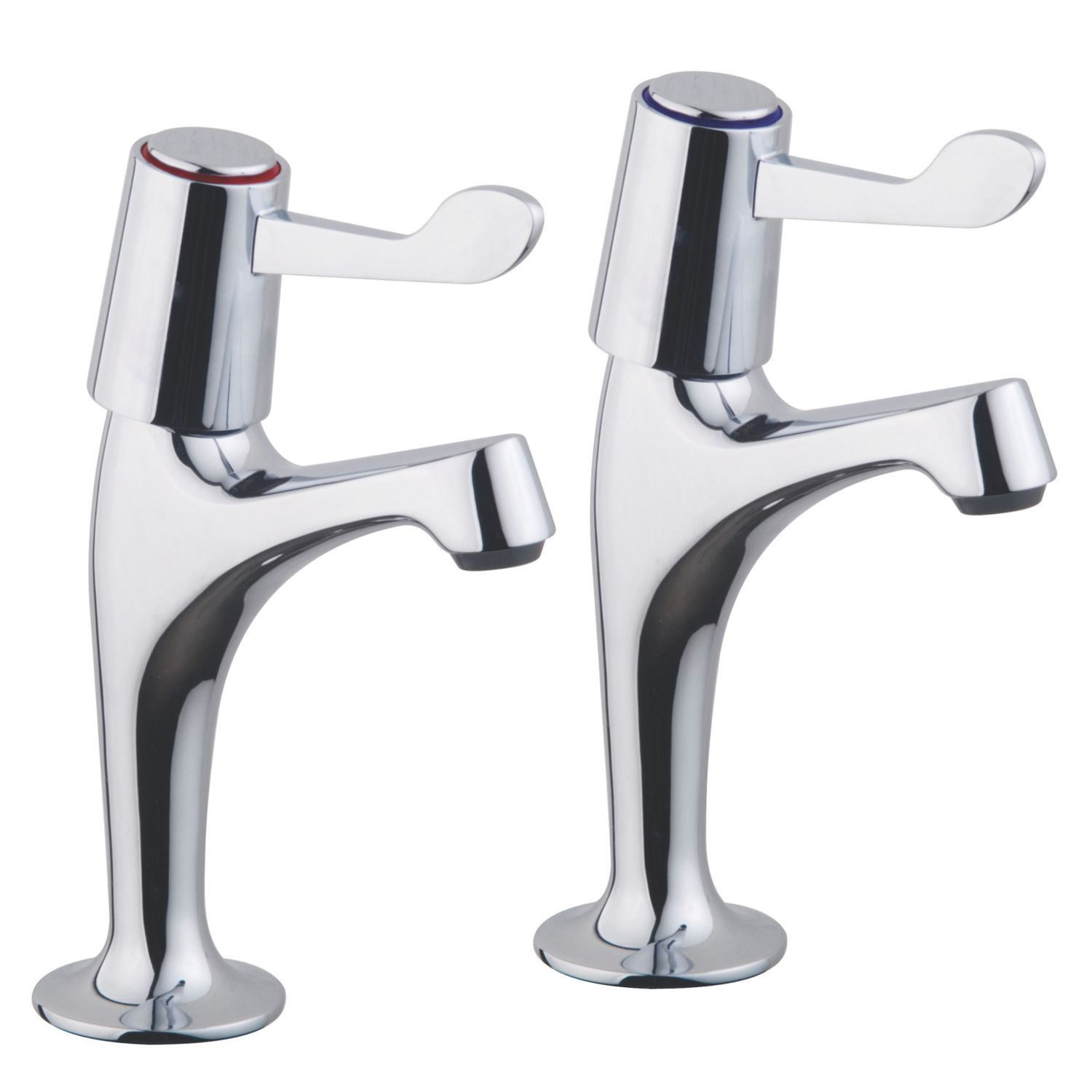Essentials Pillar Single Lever High Neck Sink Taps Chrome 1 Pair (1436T)