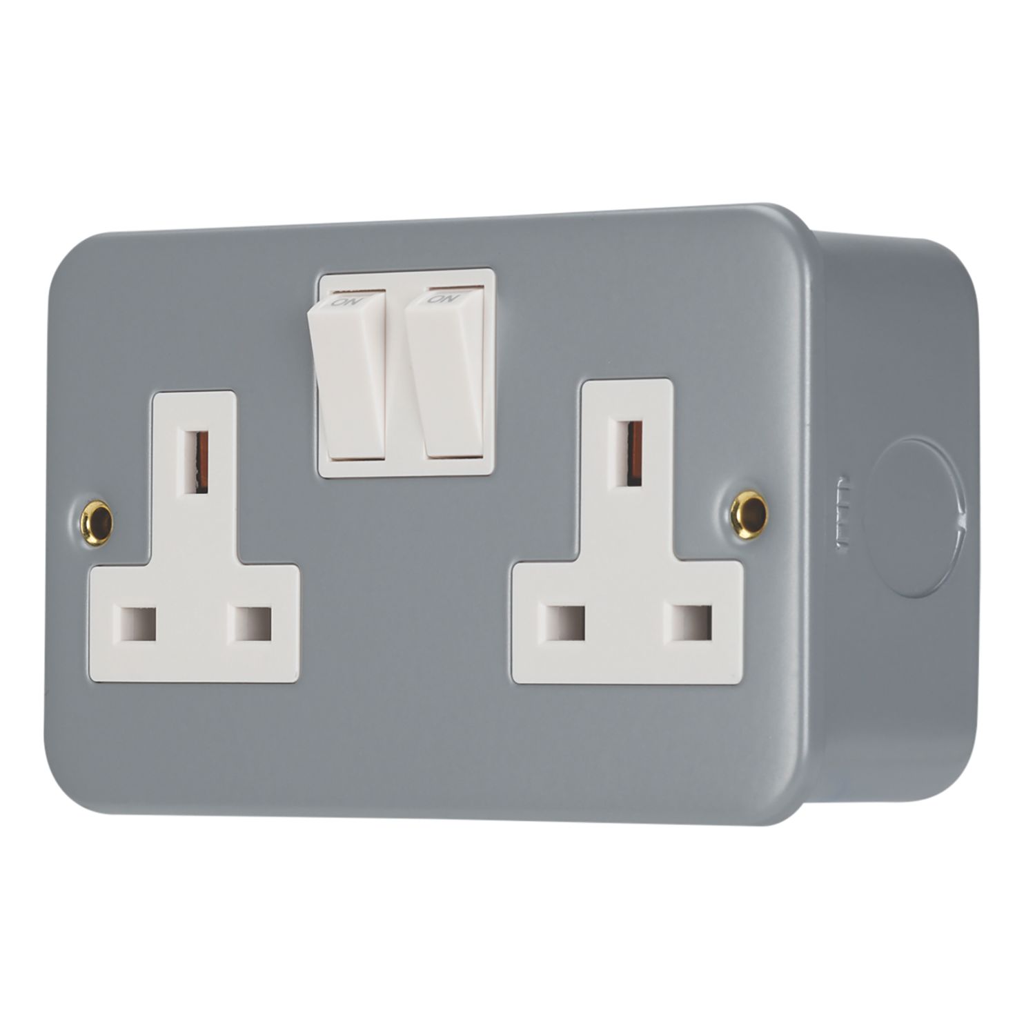 Contactum 13A 2-Gang DP Switched Metal Clad Socket with White Inserts (143RP)