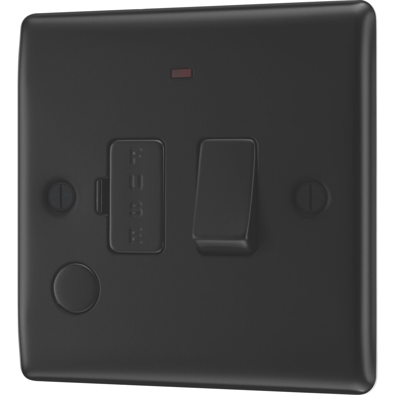 British General Nexus Metal 13A Switched Fused Spur & Flex Outlet with LED Matt Black with Colour-Matched Inserts (145PM)