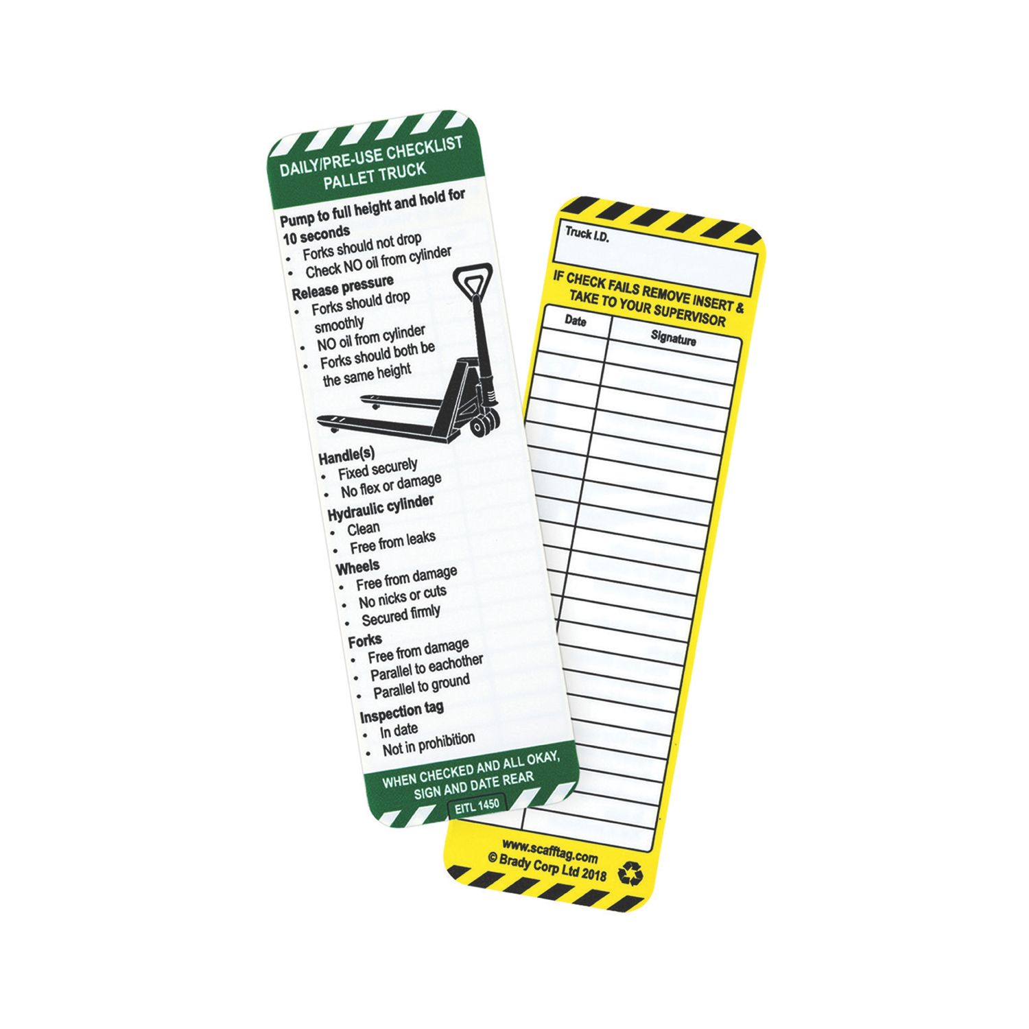 Scafftag Pallet Truck Tag Inserts 10 Pack (145YU)