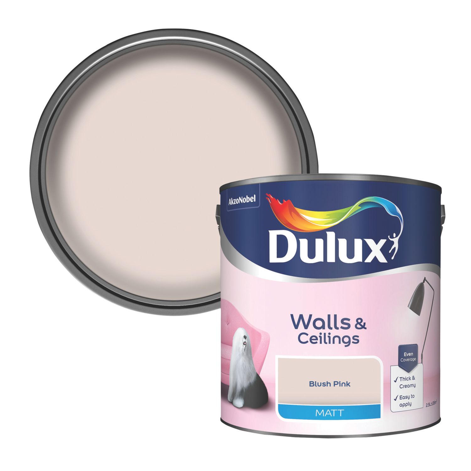Dulux 2.5Ltr Blush Pink Matt Emulsion Paint (146CG)