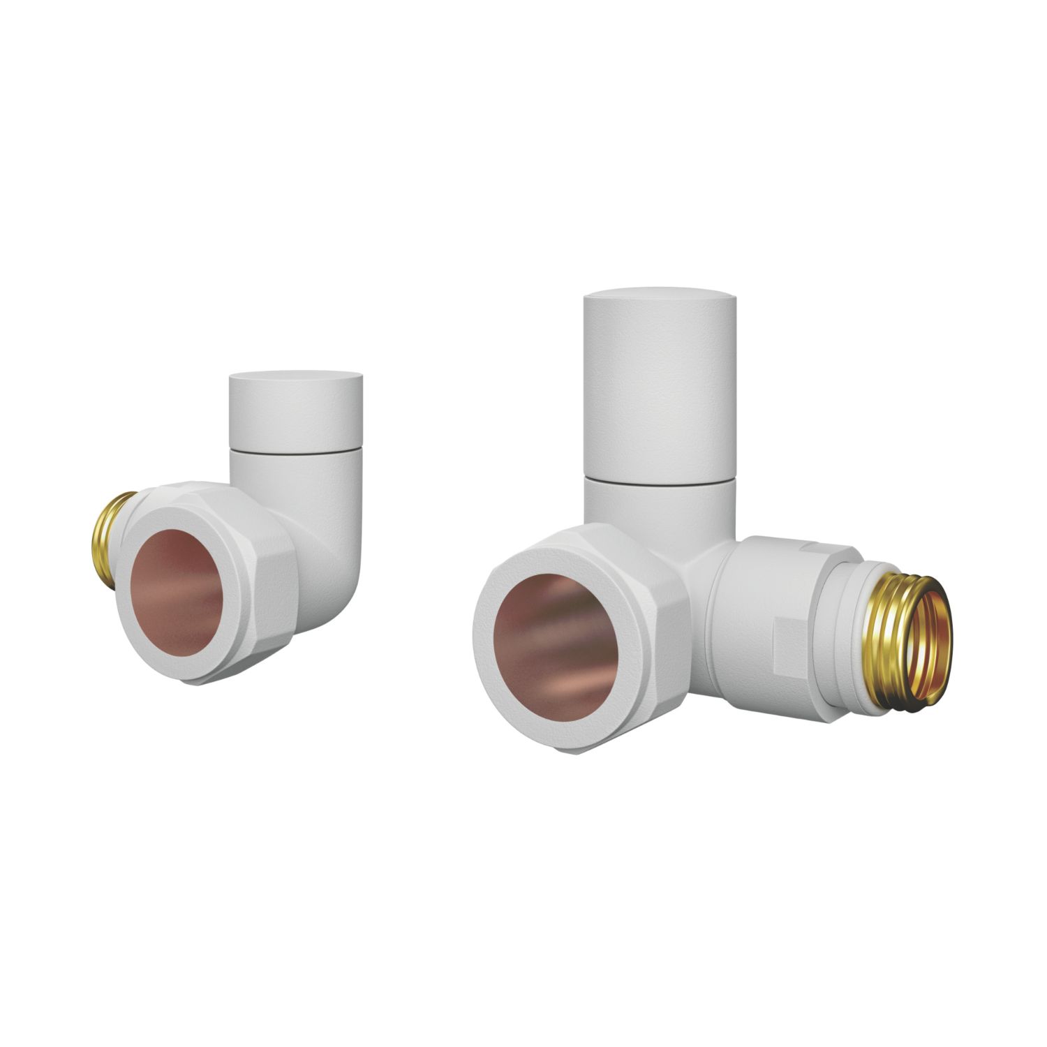 ETAL Rise 15mm x 1/2" White Corner Designer Manual Radiator Valve Head & Body 2 Pack (147VV)