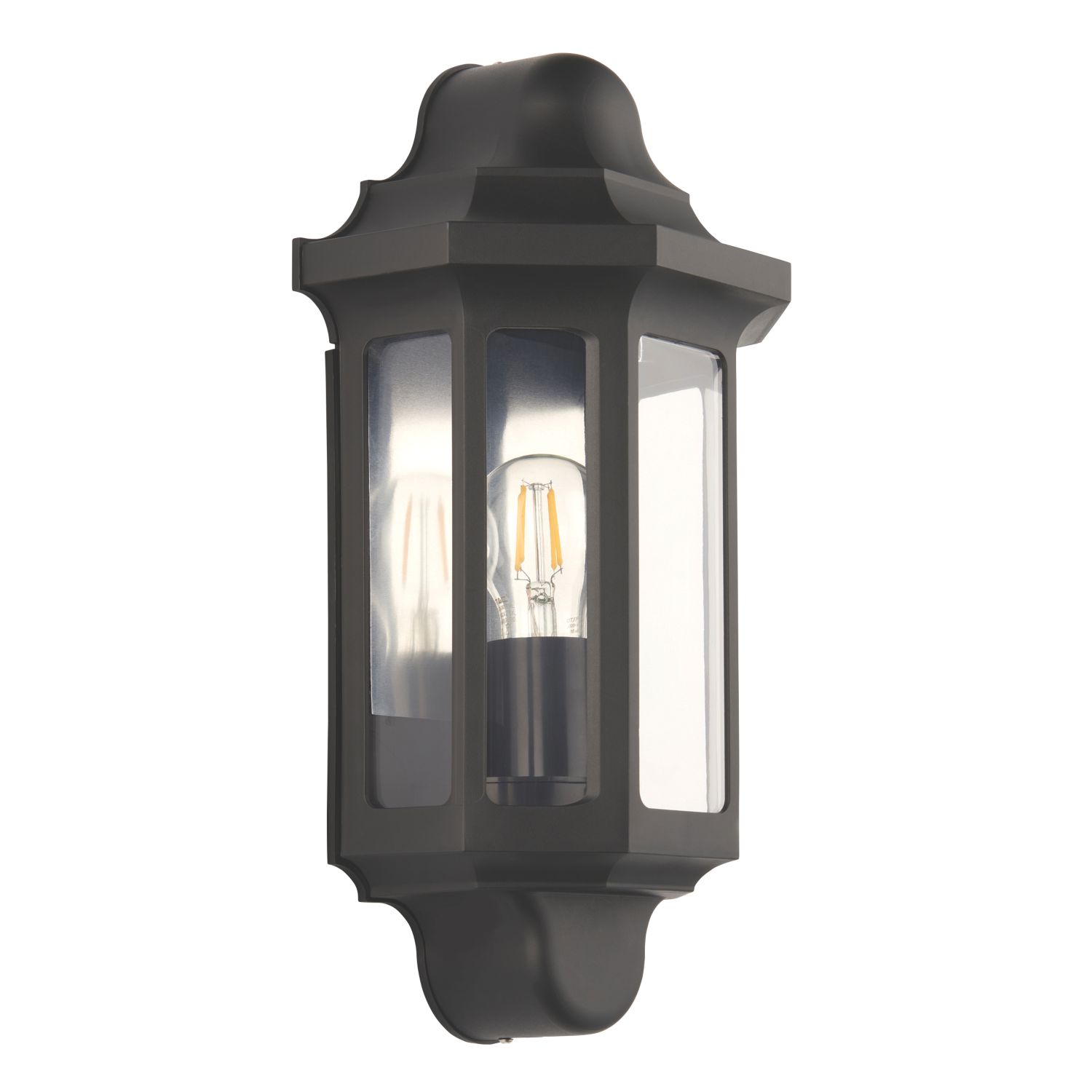 LAP Outdoor Half Lantern Wall Light Satin Black (148PG)