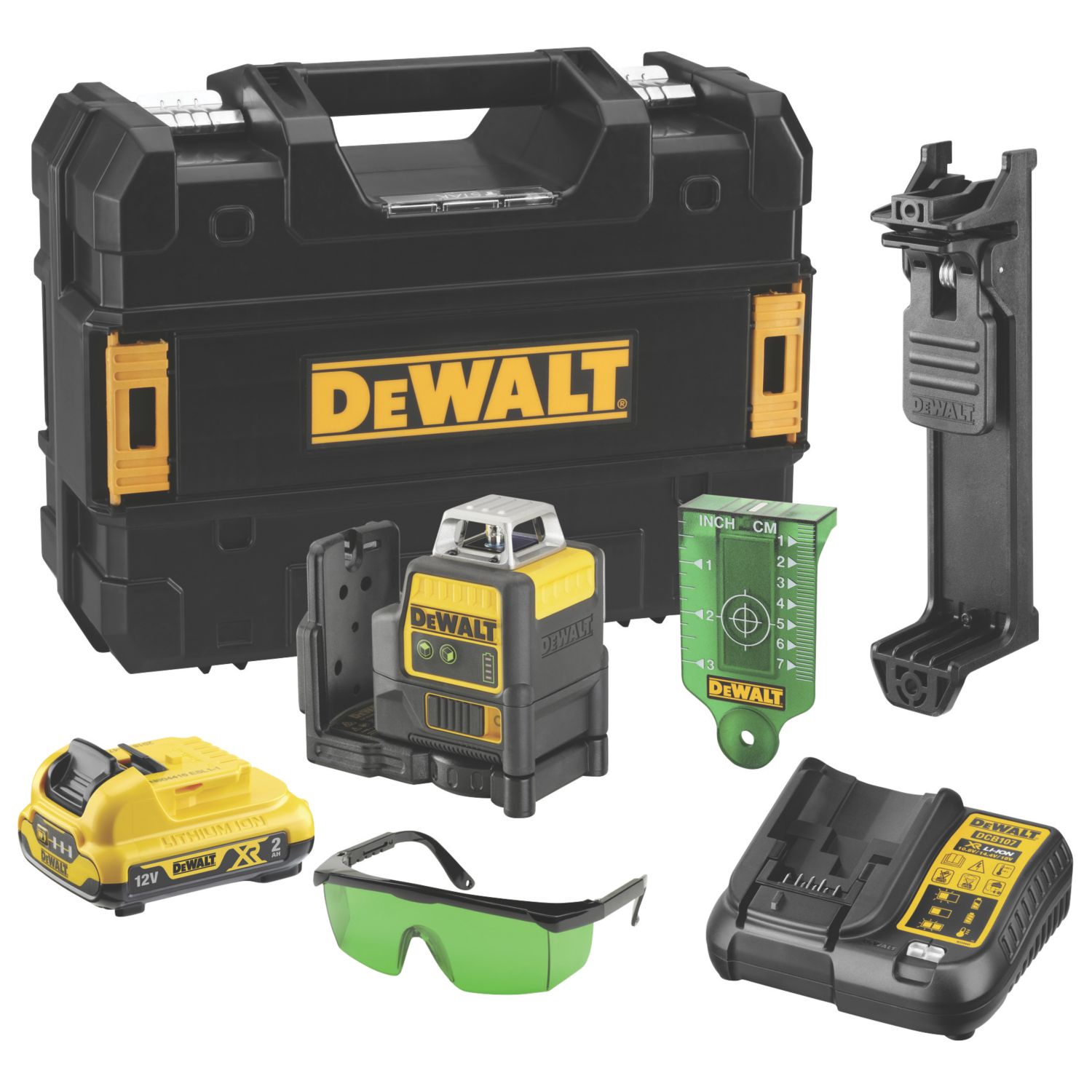 DeWalt DCE0811D1G-GB 12V 1 x 2.0Ah Li-Ion XR Green Self-Levelling Multi-Line Laser Level (149KJ)