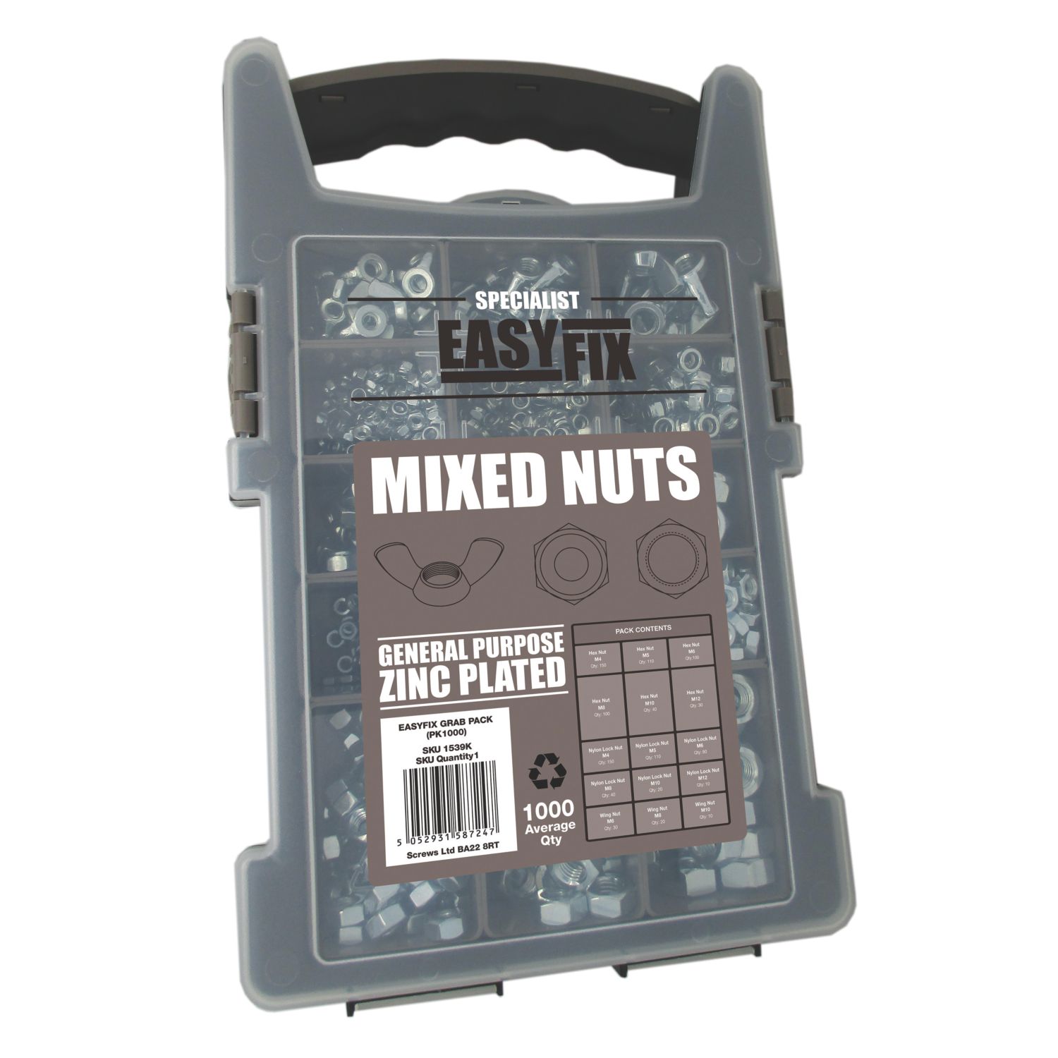 Easyfix Mixed Nuts Pack 1000 Piece Set (1539K)