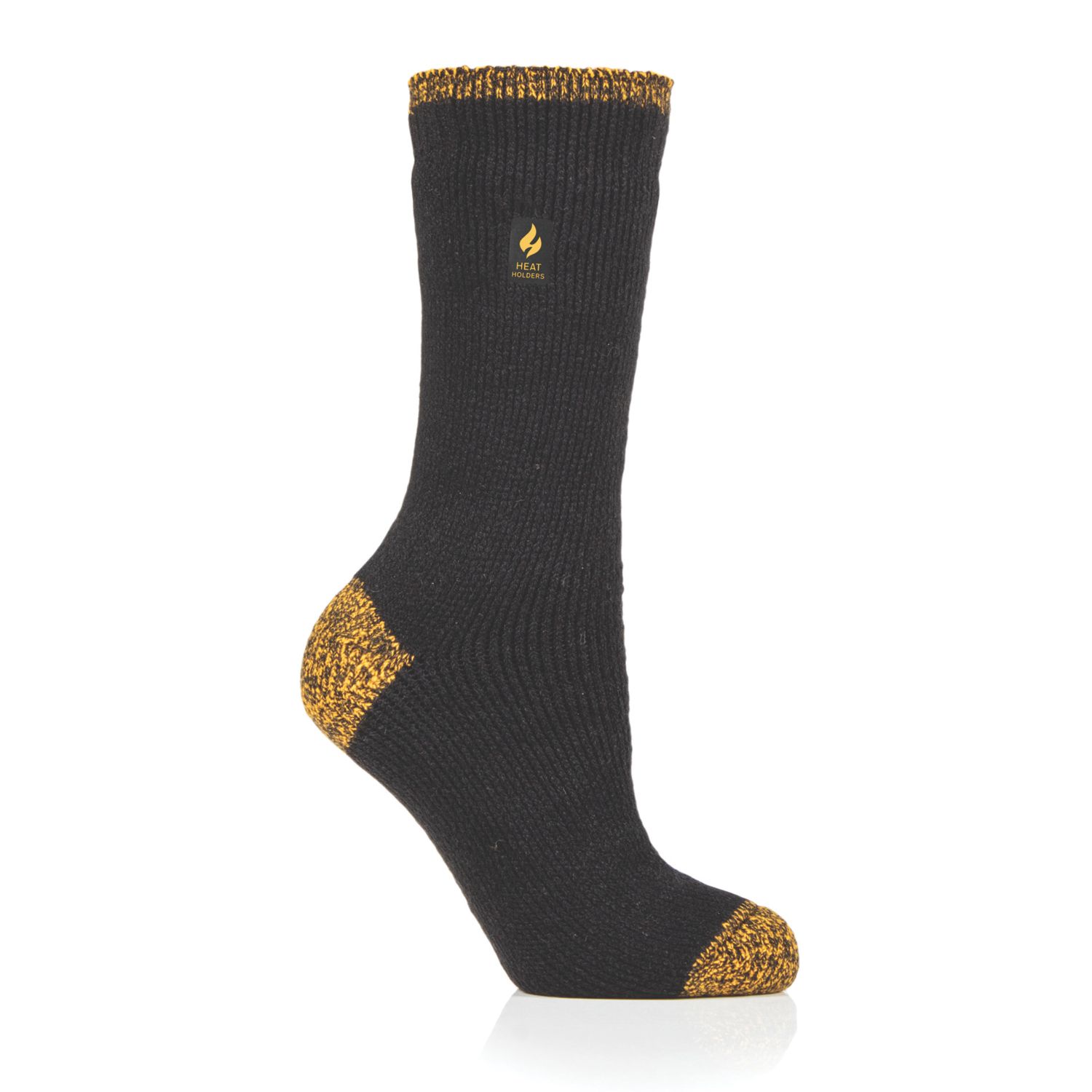 SockShop Heat Holders Reinforced Socks Black/Yellow 4-8 (153GY)