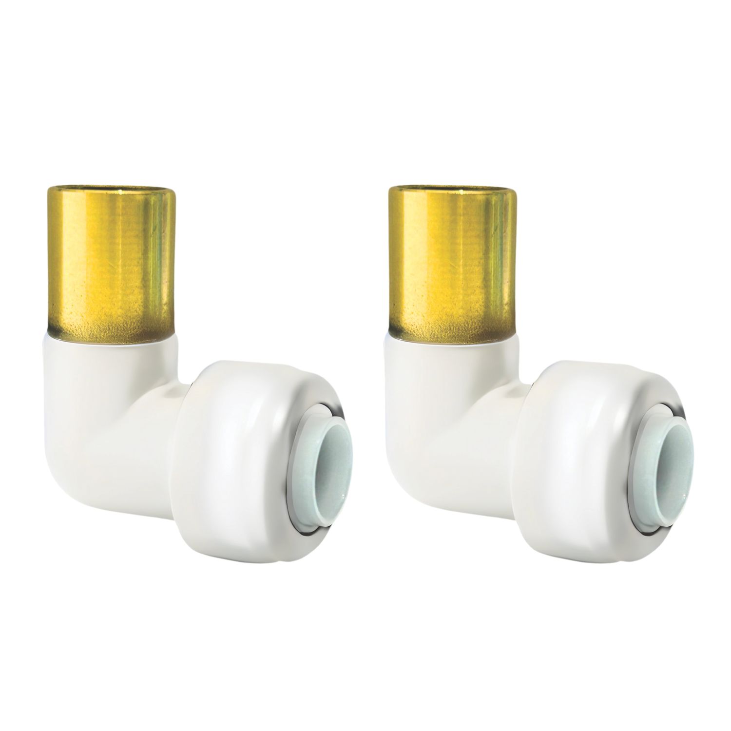 ETAL Brass Push-Fit Reducing 90° White Stem Elbow F 10mm x M 15mm 2 Pack (153YU)