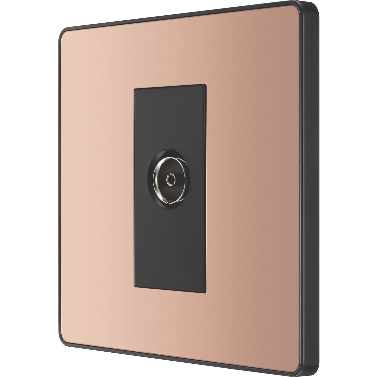 British General Evolve 1-Gang Coaxial TV / FM Socket Copper with Black Inserts (155RF)