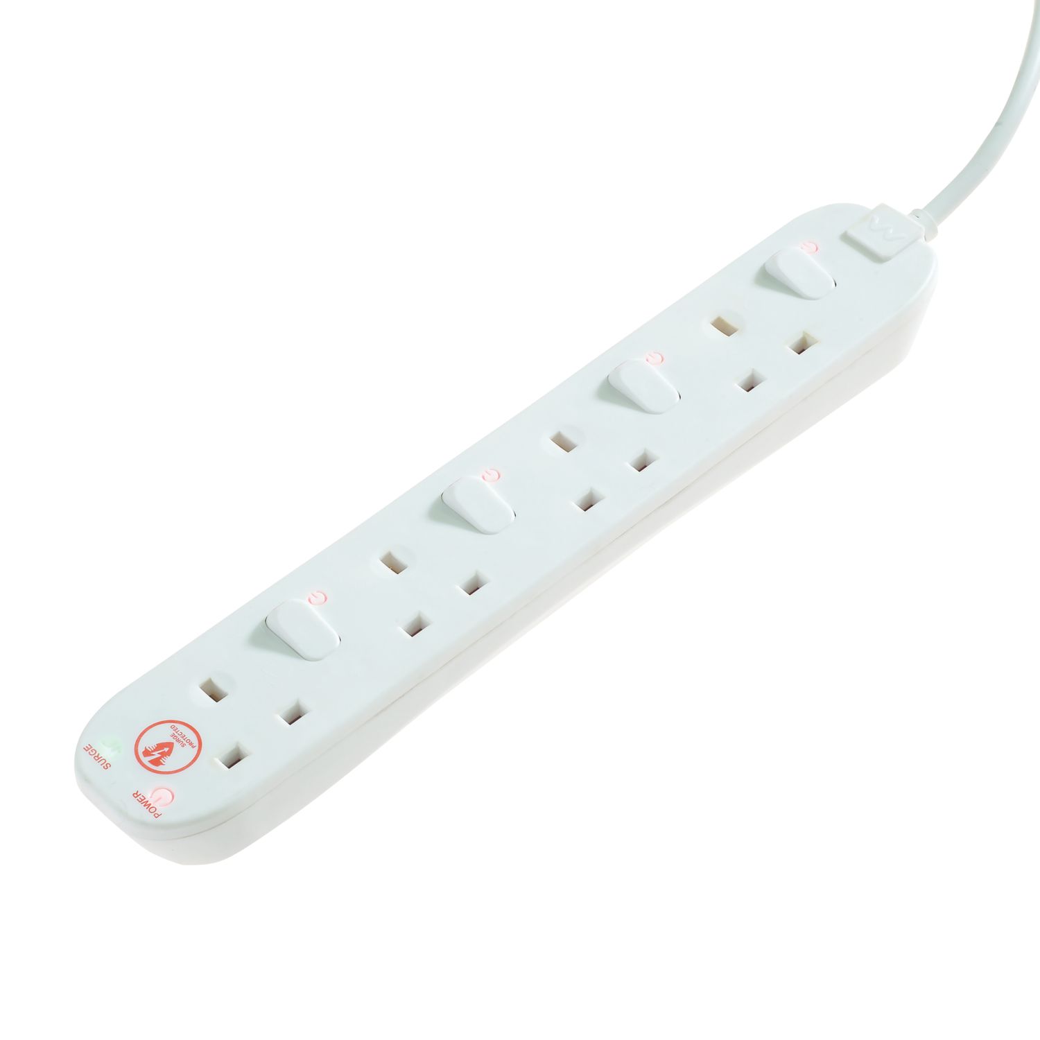 Masterplug 13A 4-Gang Switched Surge-Protected Extension Lead 1m (1601G)