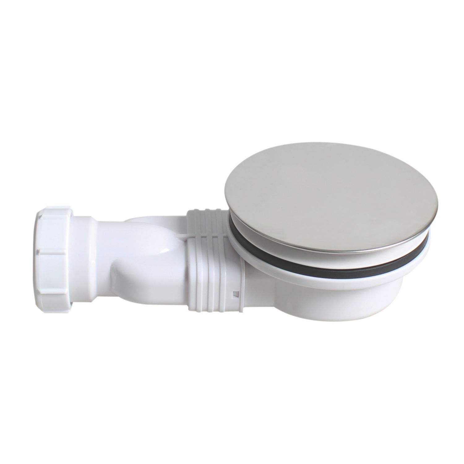 Flomasta Space-Saving Shower Waste Trap White/Stainless Steel 90mm (162KJ)