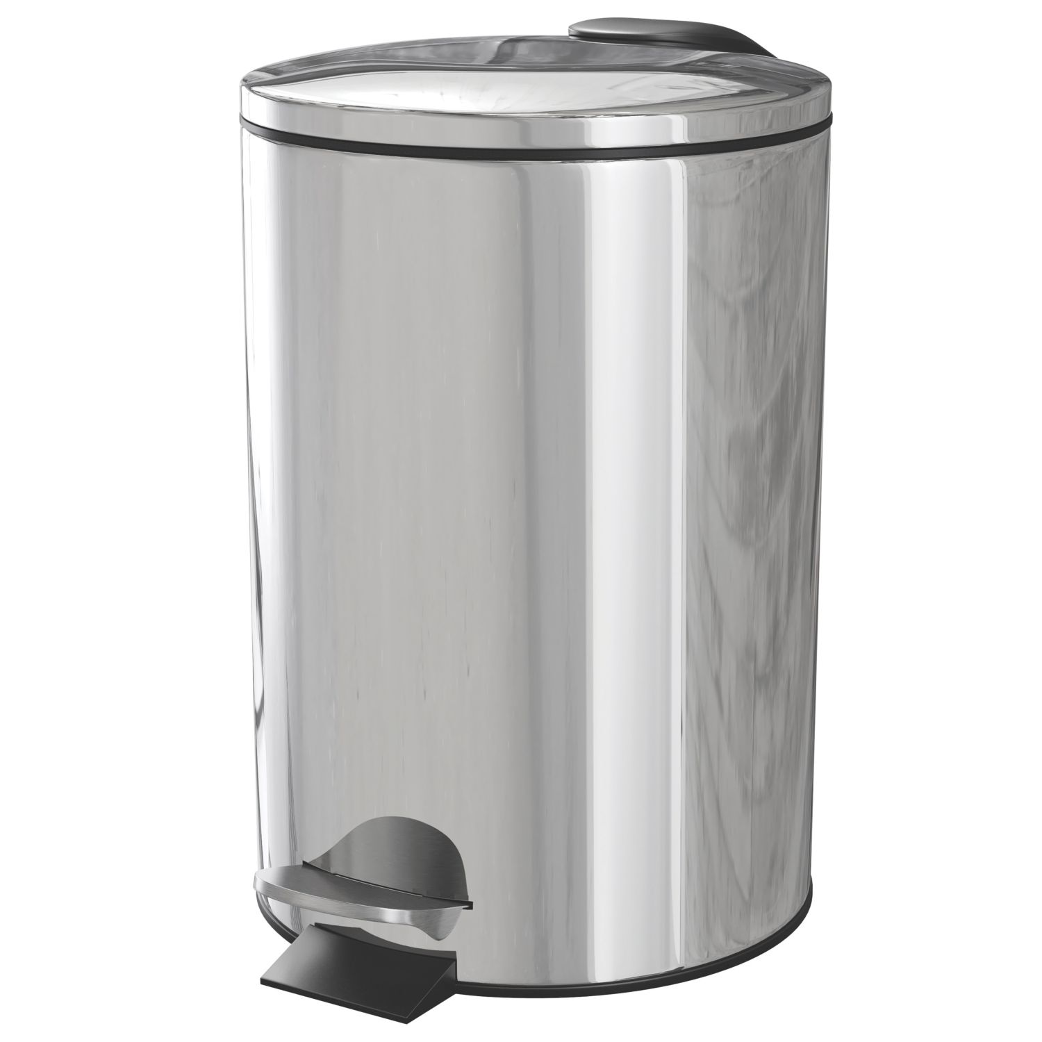 Koros Pedal Bin Polished Silver Chrome Effect 3Ltr (163RE)