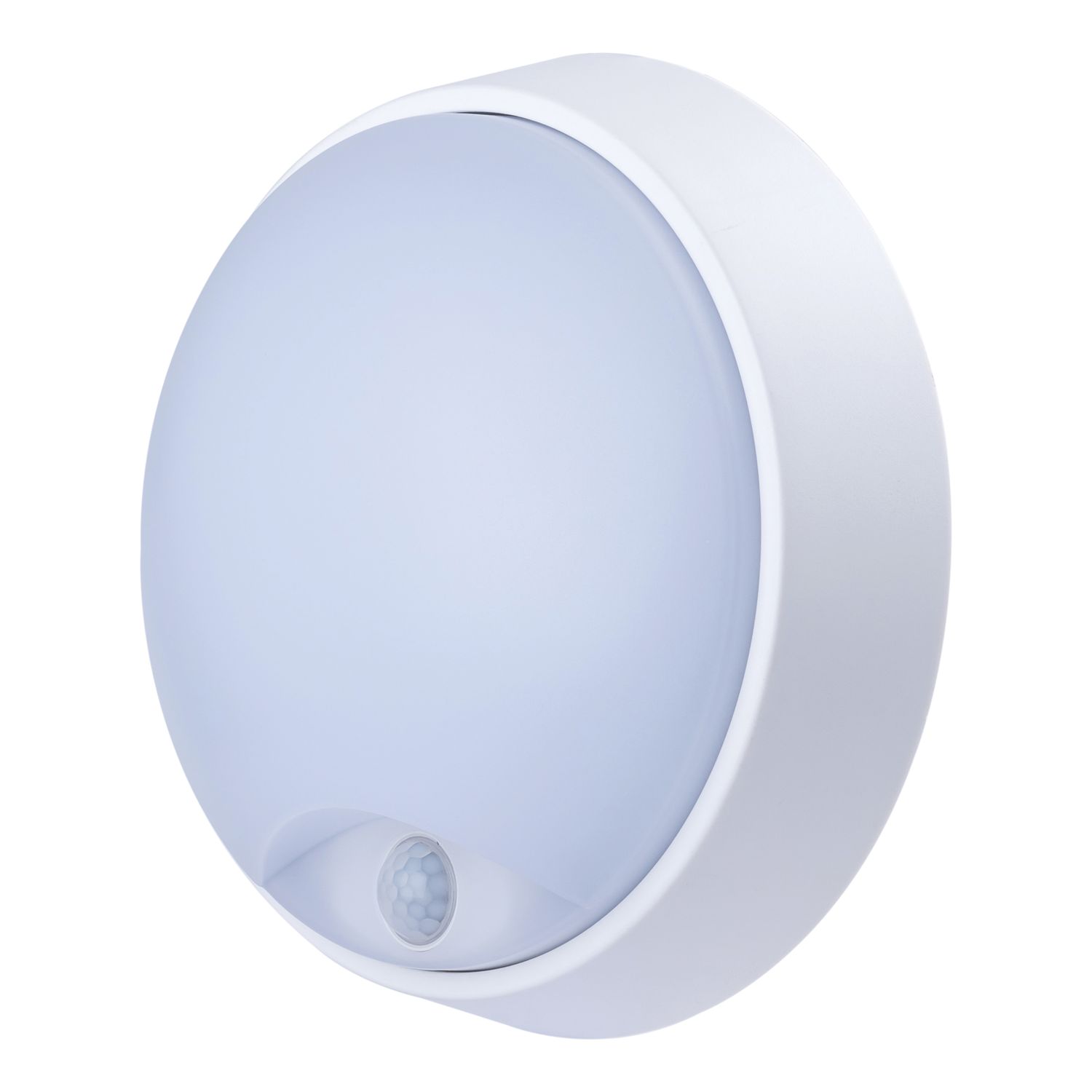 Luceco Eco Indoor & Outdoor Round LED Bulkhead With PIR Sensor Black/White 10W 700lm (165JK)