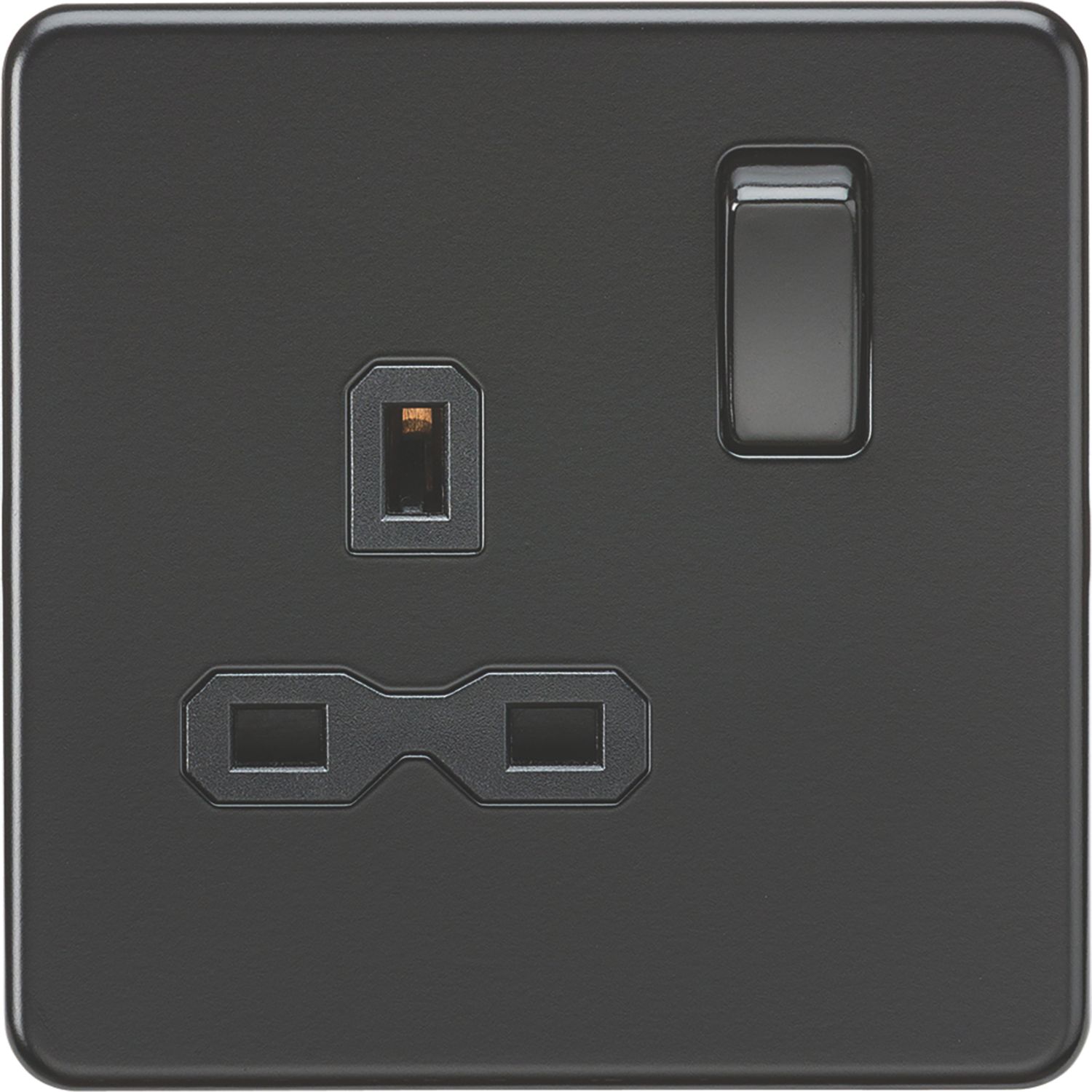 Knightsbridge 13A 1-Gang DP Switched Single Socket Matt Black with Black Inserts (165VF)