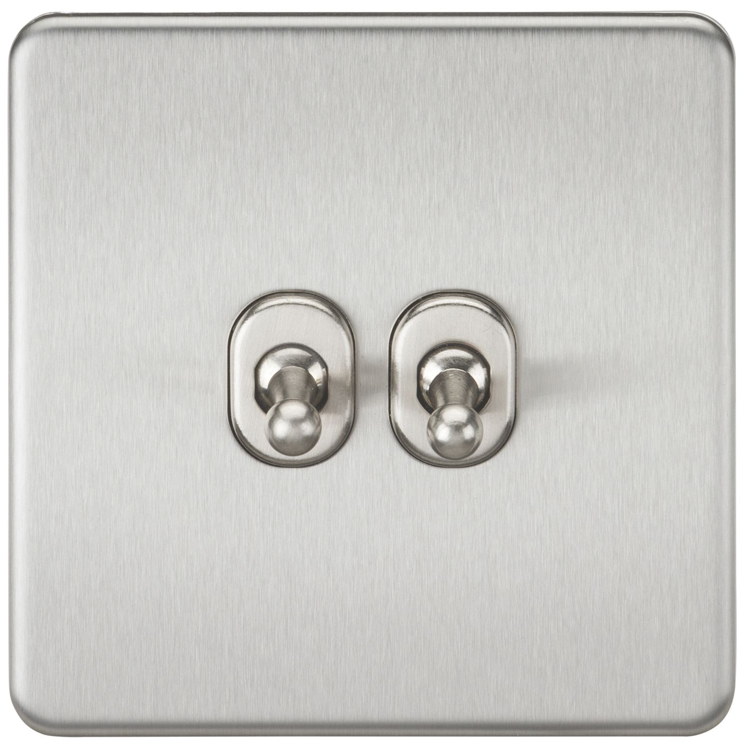 Knightsbridge 10AX 2-Gang 2-Way Light Switch Brushed Chrome (166TX)