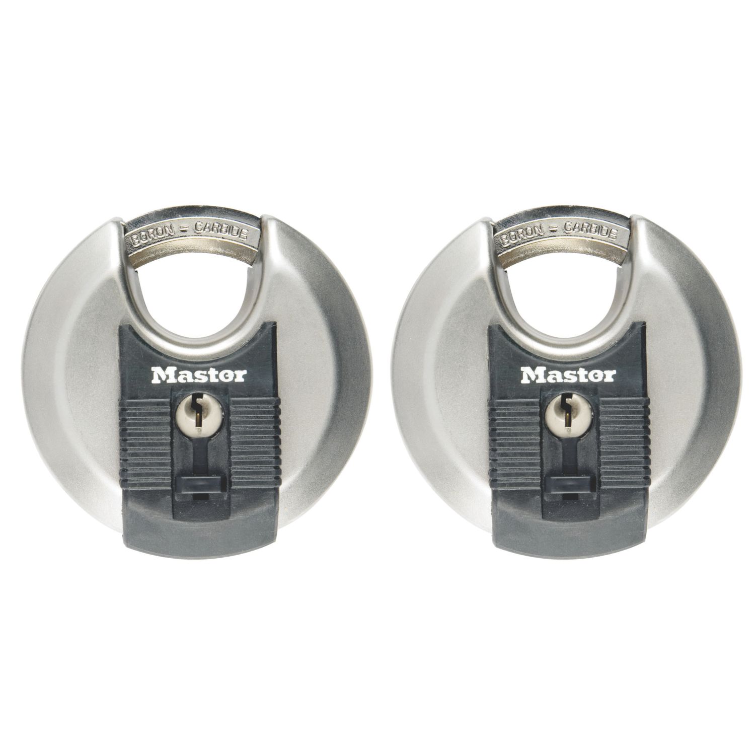 Master Lock Excell Keyed Alike Weatherproof Disc Padlocks Steel 70mm 2 Pack (16786)