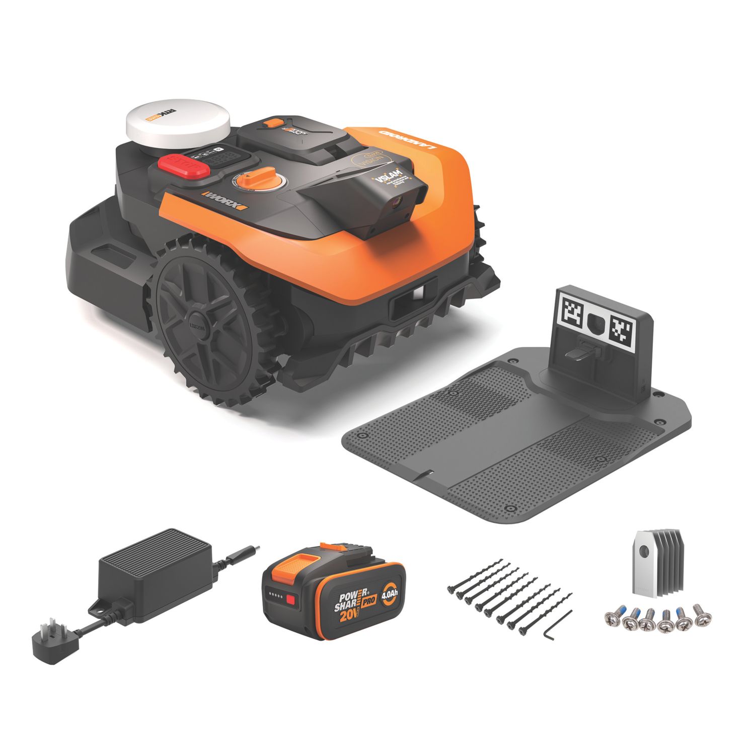 Worx 20V 4.0Ah Li-Ion PowerShare Brushless Cordless 18cm WR305E Vision Cloud Landroid Robotic Lawn Mower (167EH)