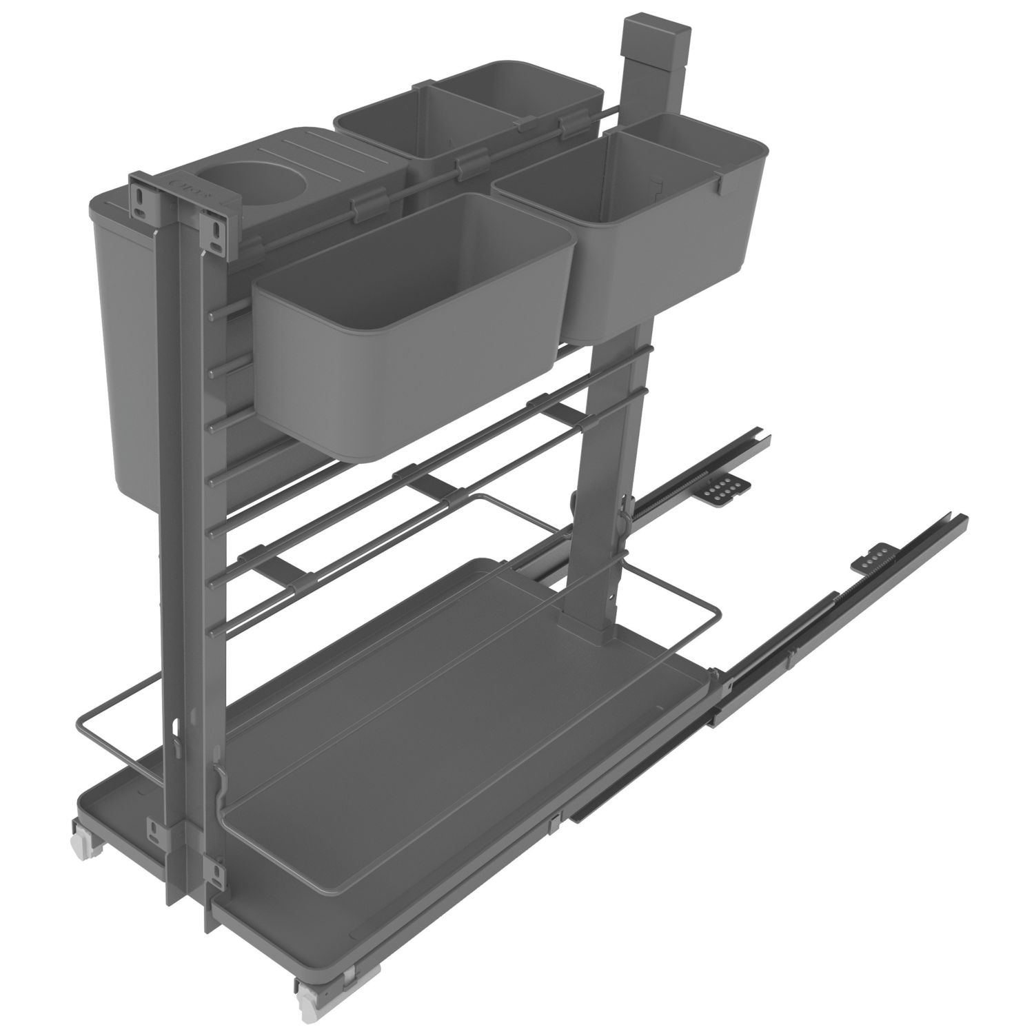 Hafele Anthracite Pull-Out Kitchen Shelves with 4 Baskets 300mm (167JY)