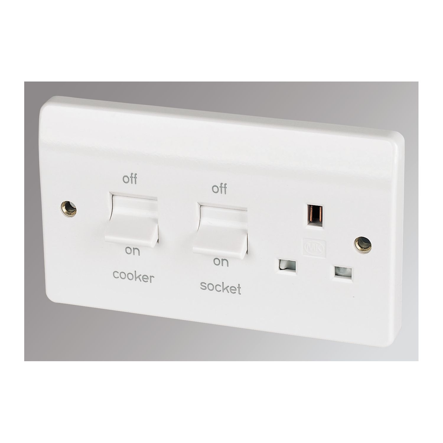 MK Logic Plus 45A 2-Gang DP Cooker Switch & 13A DP Switched Socket White (17157)