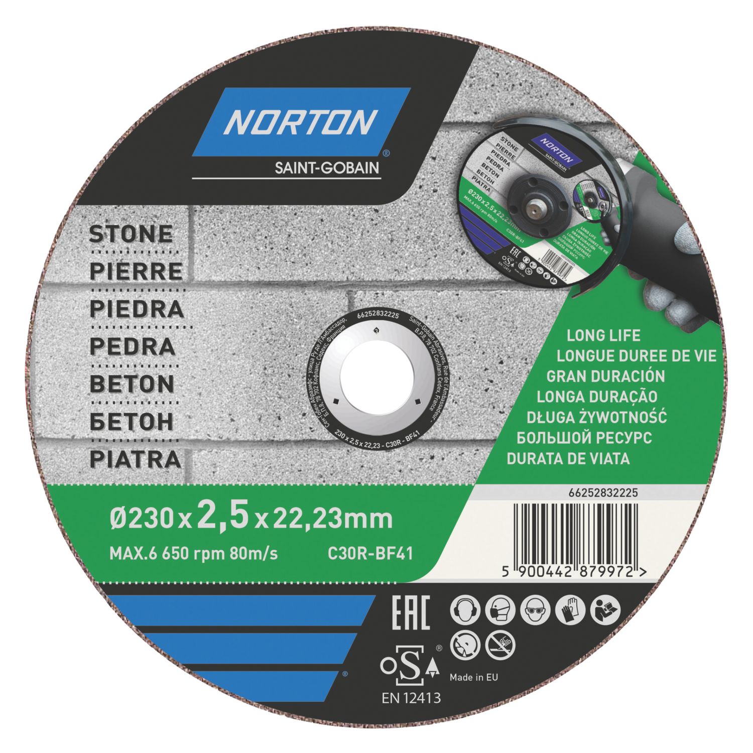Norton Stone Cutting Disc 230mm (9") x 22.2mm (1716X)
