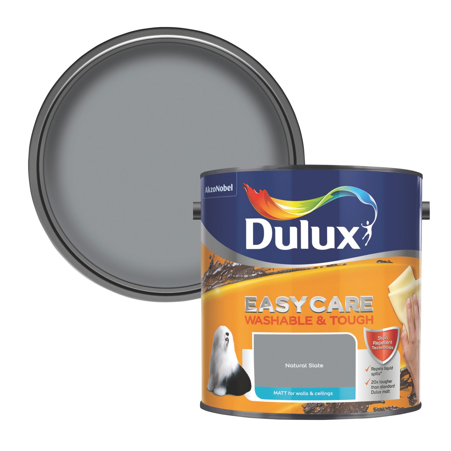 Dulux Easycare 2.5Ltr Natural Slate Matt Emulsion Paint (171GX)