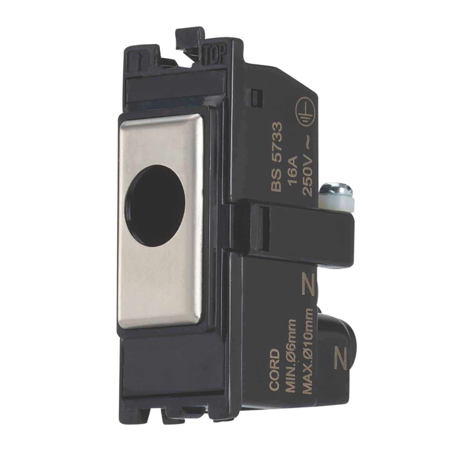 Contactum 16A Modular Flex Outlet Brushed Steel with Black Inserts (171RX)