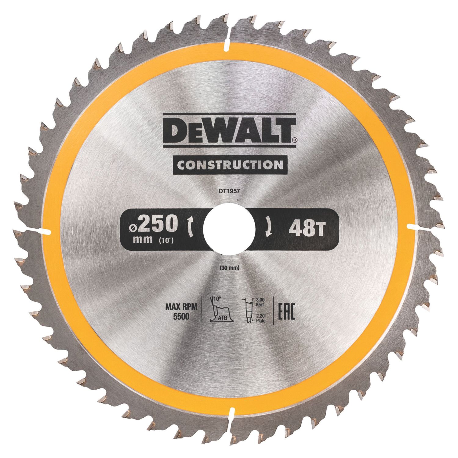DEWALT Wood Construction Circular Saw Blade 250mm x 30mm 48T (171TH)