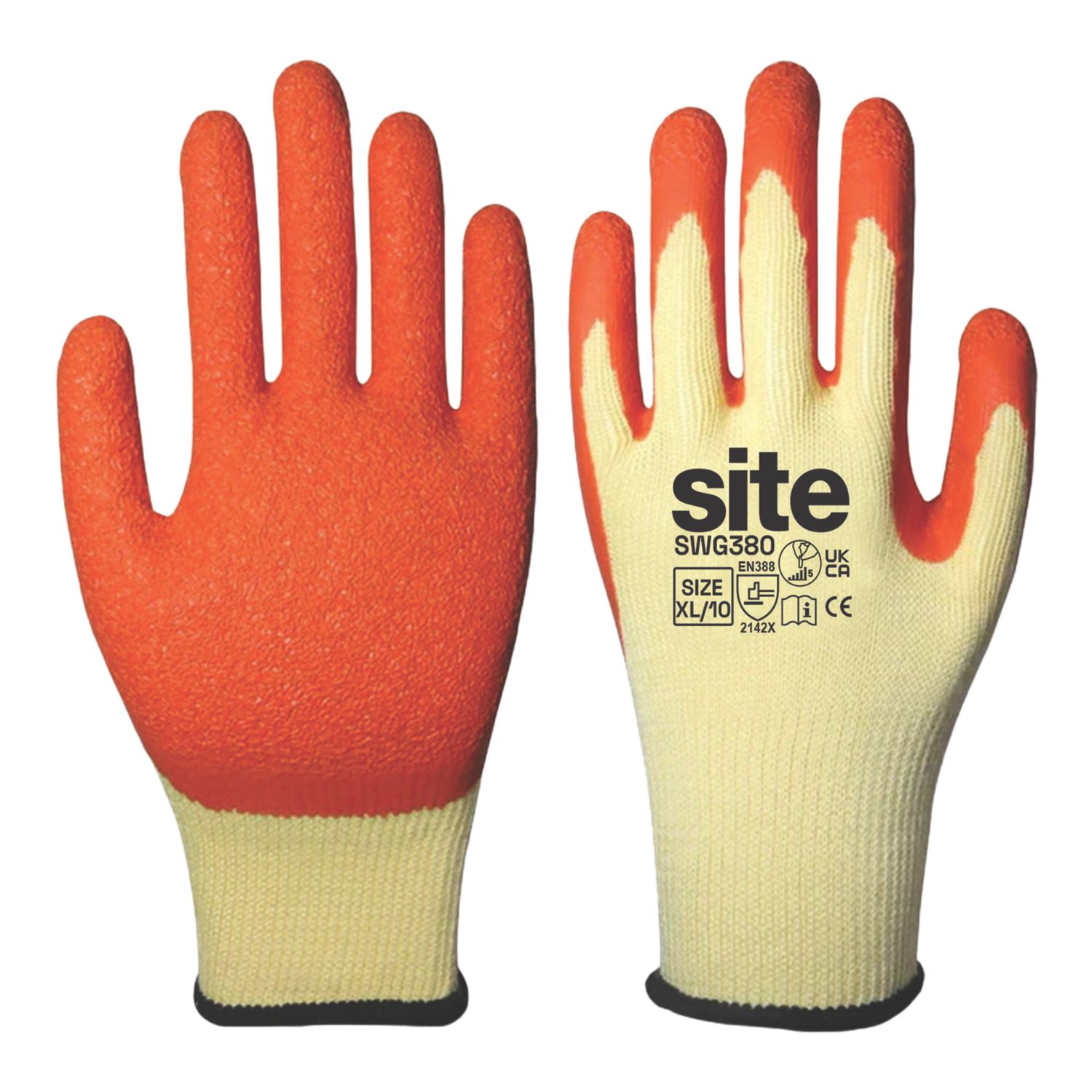 Site SWG380 Builder Gloves Yellow / Orange Large 10 Pack (171YW)