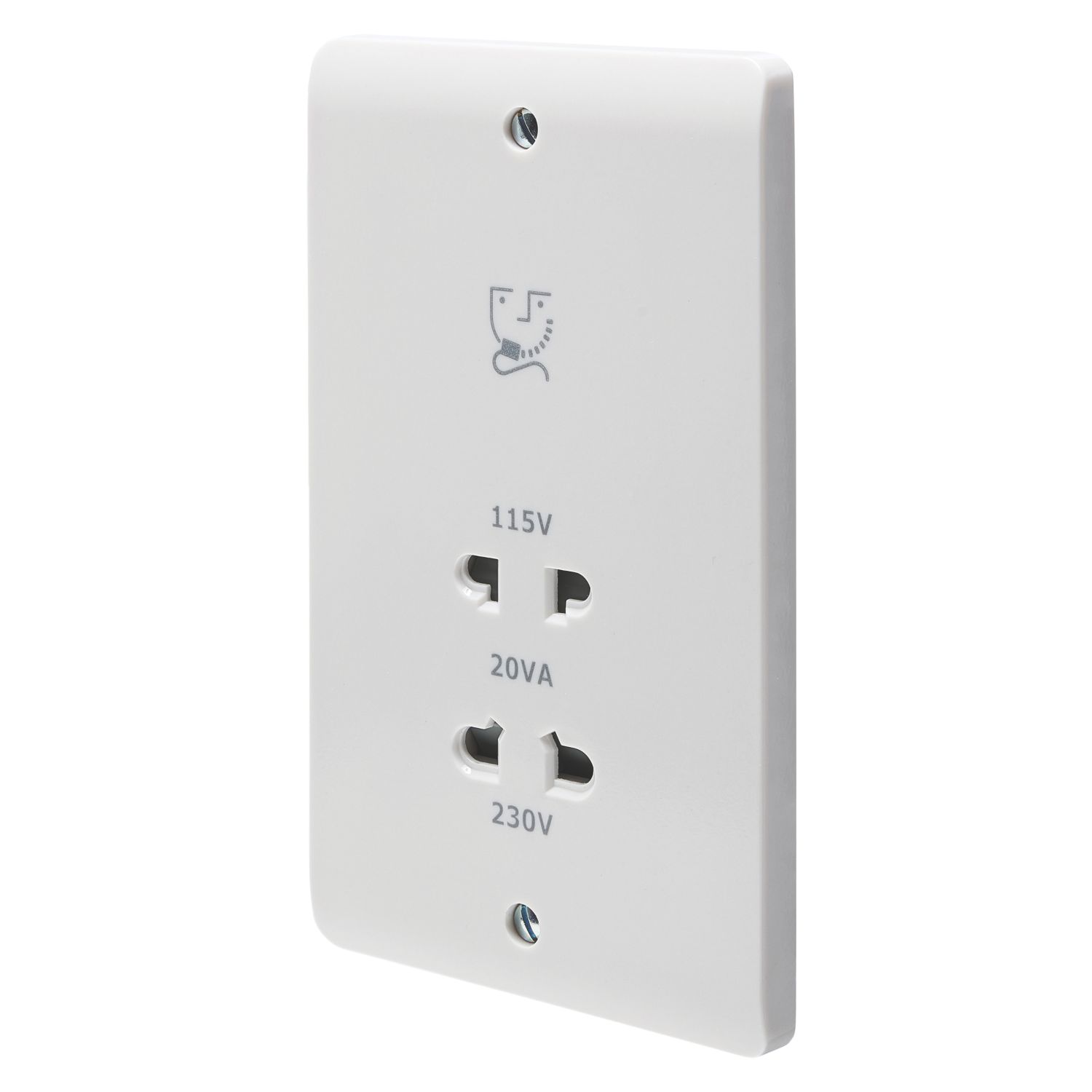 Crabtree Instinct 2-Gang Dual Voltage Shaver Socket 115 / 230V White (173HV)