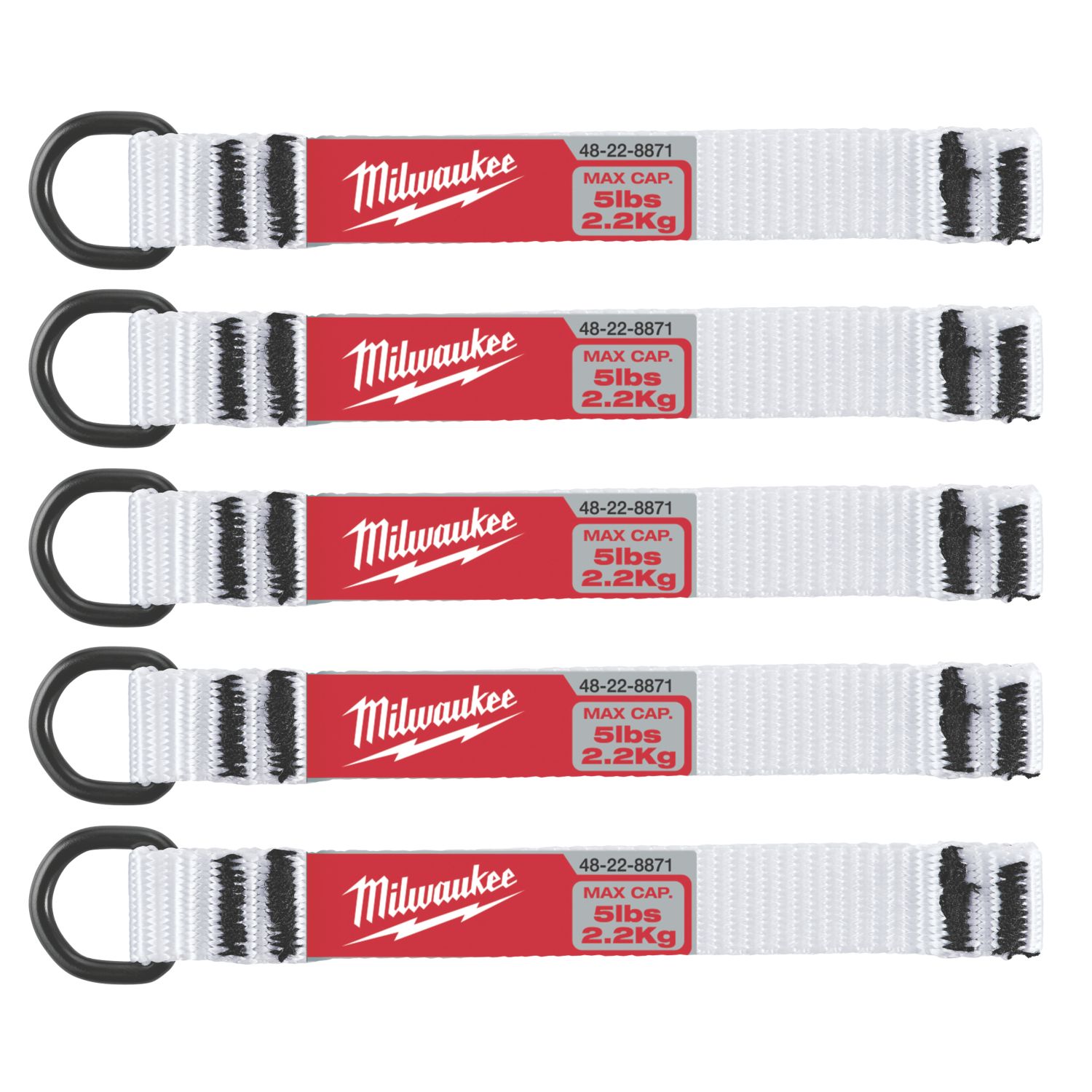Milwaukee 4932471431 D-Ring Tool Lanyard Web Attachment 5 Pack (174GC)