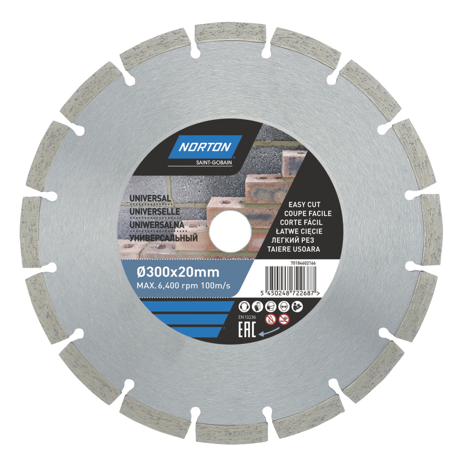 Norton Multi-Material Segmented Diamond Cutting Blade 300mm x 20mm (1769V)