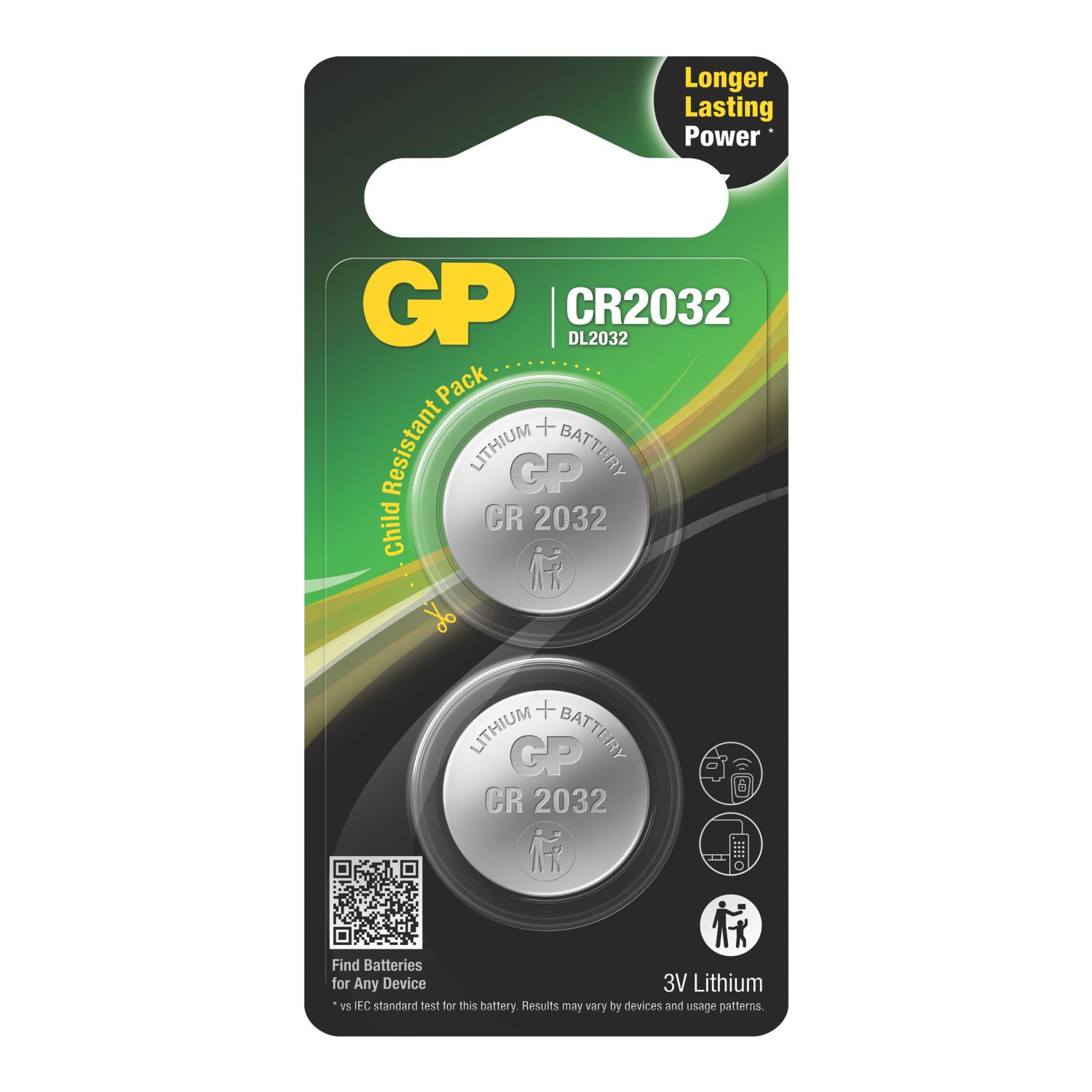 GP Batteries CR2032 3V Coin Cell Lithium Batteries 2 Pack (176RM)