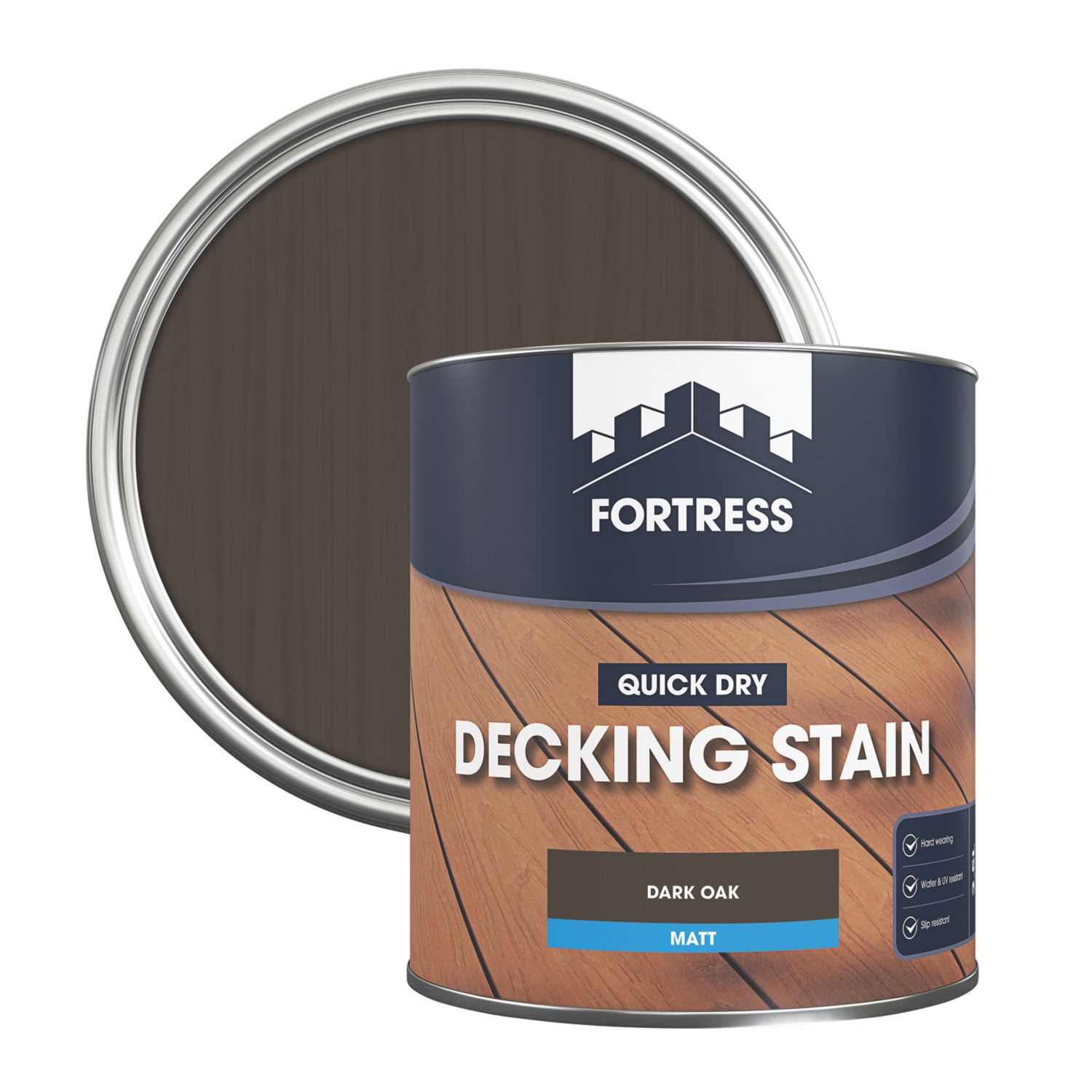 Fortress 2.5Ltr Dark Oak Anti Slip Decking Stain (179YL)