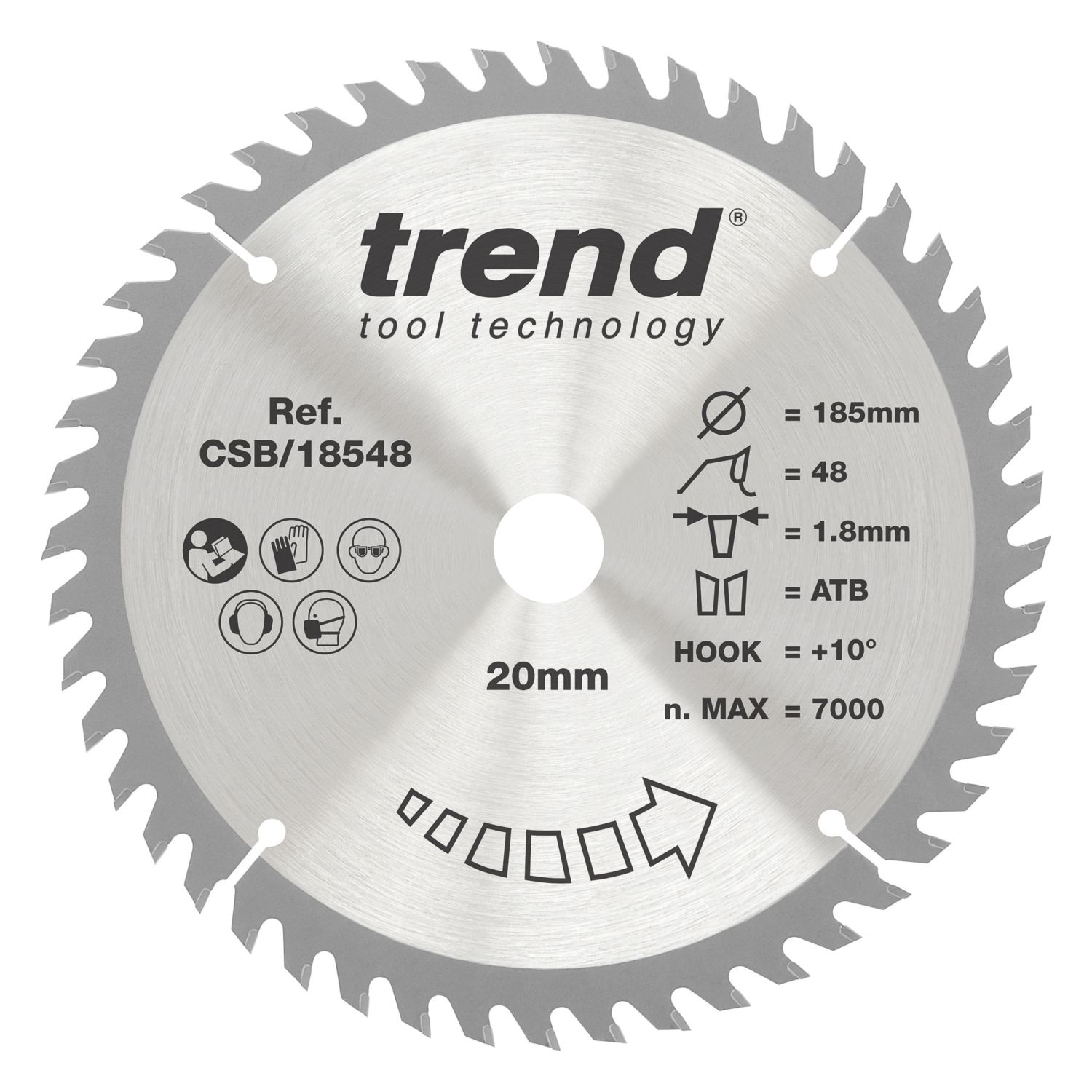 Trend Wood/Chipboard/MDF Circular Saw Blade 185mm x 20mm 48T (180AF)