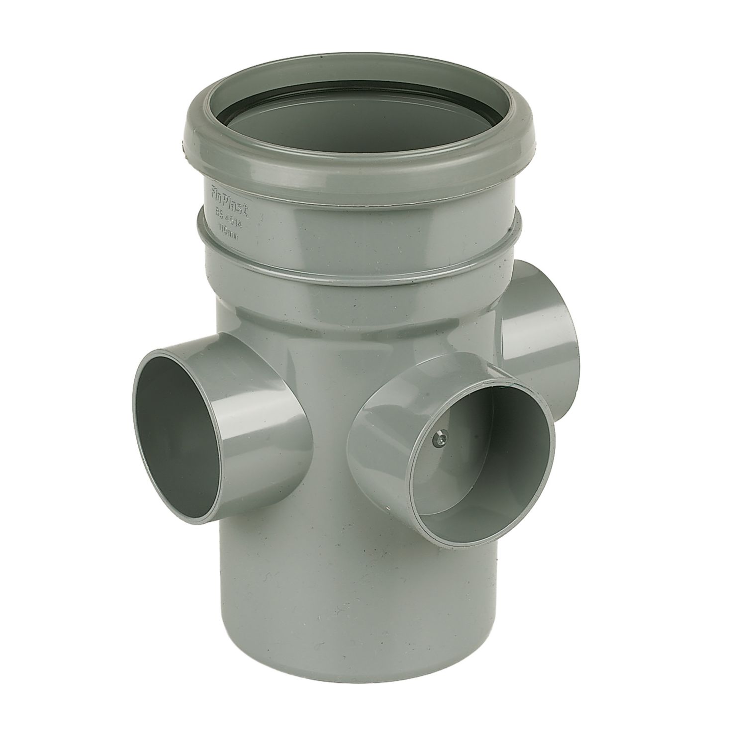 FloPlast Push-Fit 3-Boss Single Socket Pipe Grey 110mm (18246)