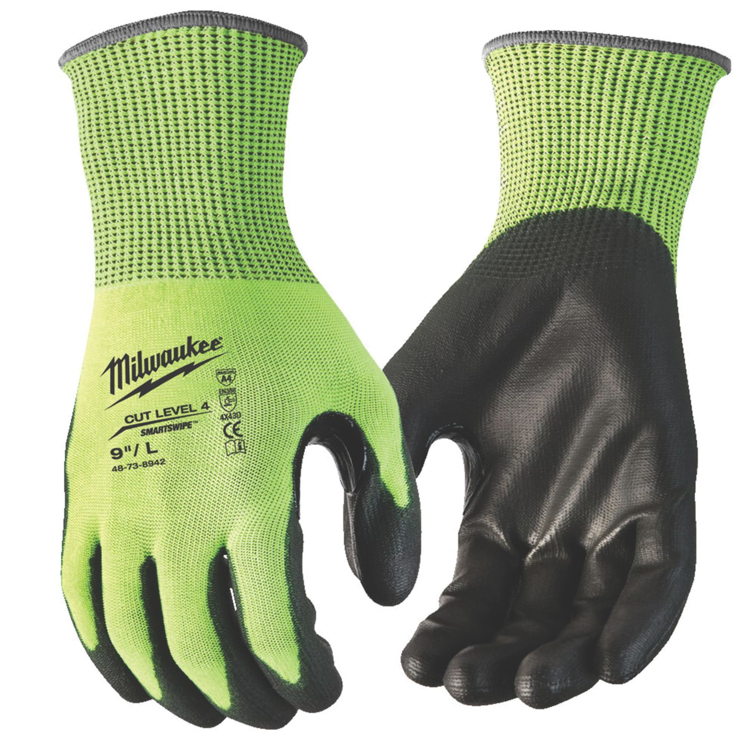 Milwaukee Hi-Vis Cut Level 4/D Gloves Fluorescent Yellow X Large (183GC)