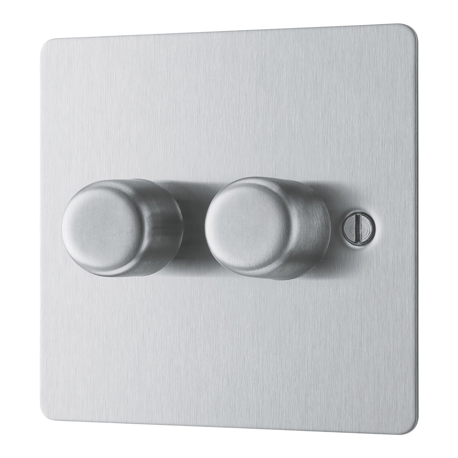 LAP 2-Gang 2-Way LED Dimmer Switch Brushed Steel with Colour-Matched Inserts (185PN)