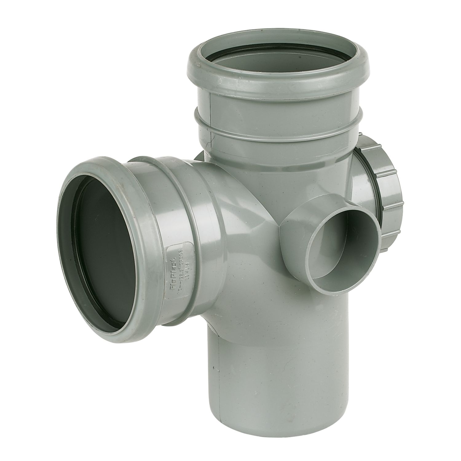 FloPlast Push-Fit 2-Boss 92.5° Double Socket Access Branch Grey 110mm (18625)