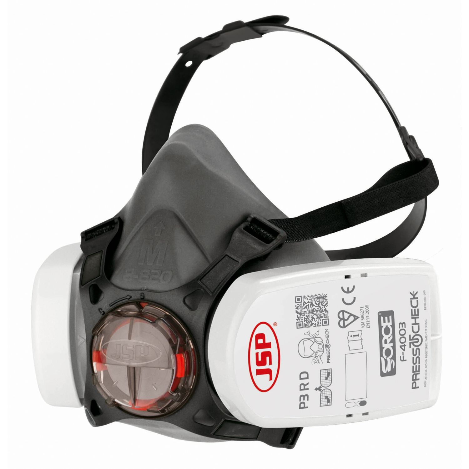 JSP Force 8 Medium Mask Respirator with Press-to-Check Filters P3 (1863F)