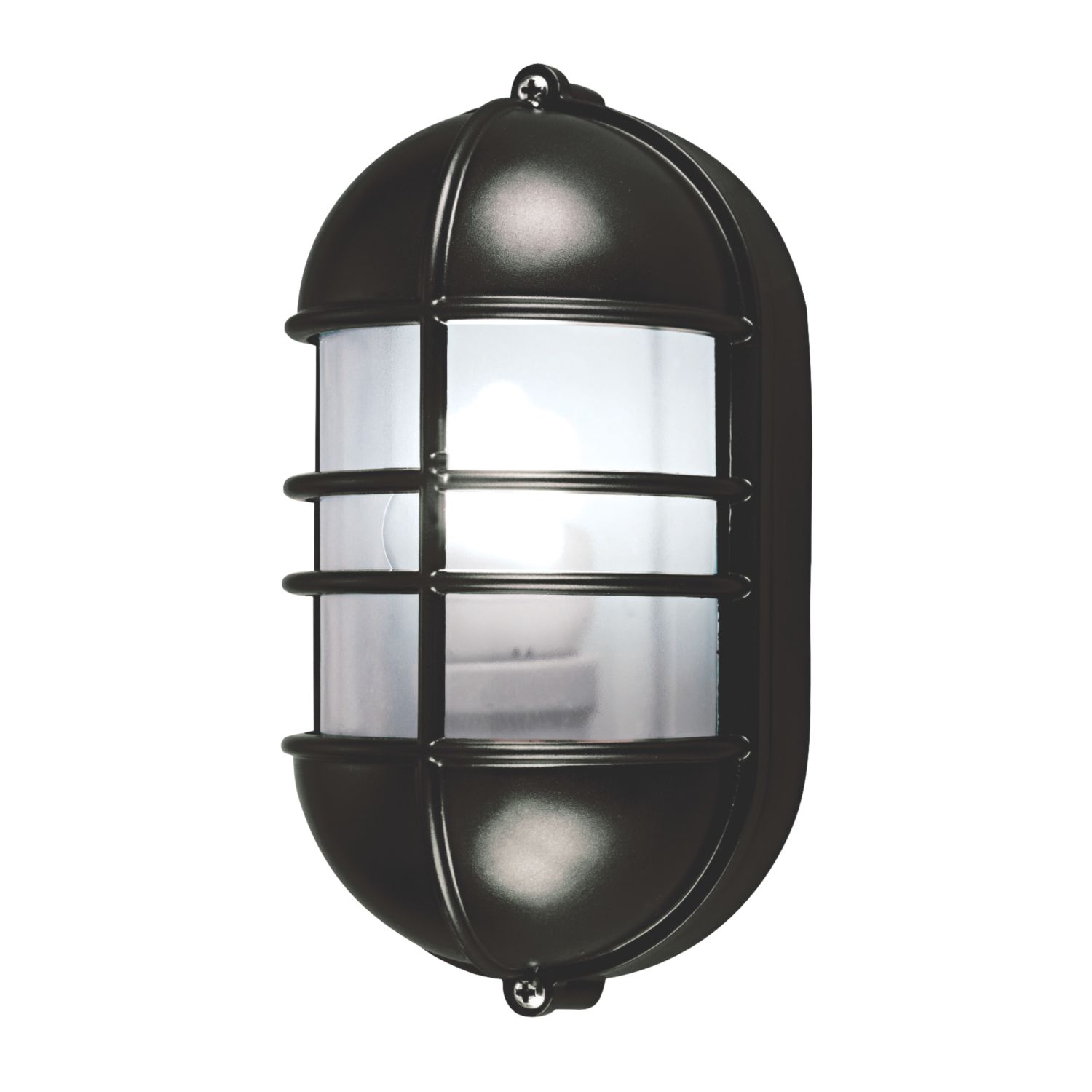Outdoor Oval Caged Bulkhead Wall Light Black (18780)