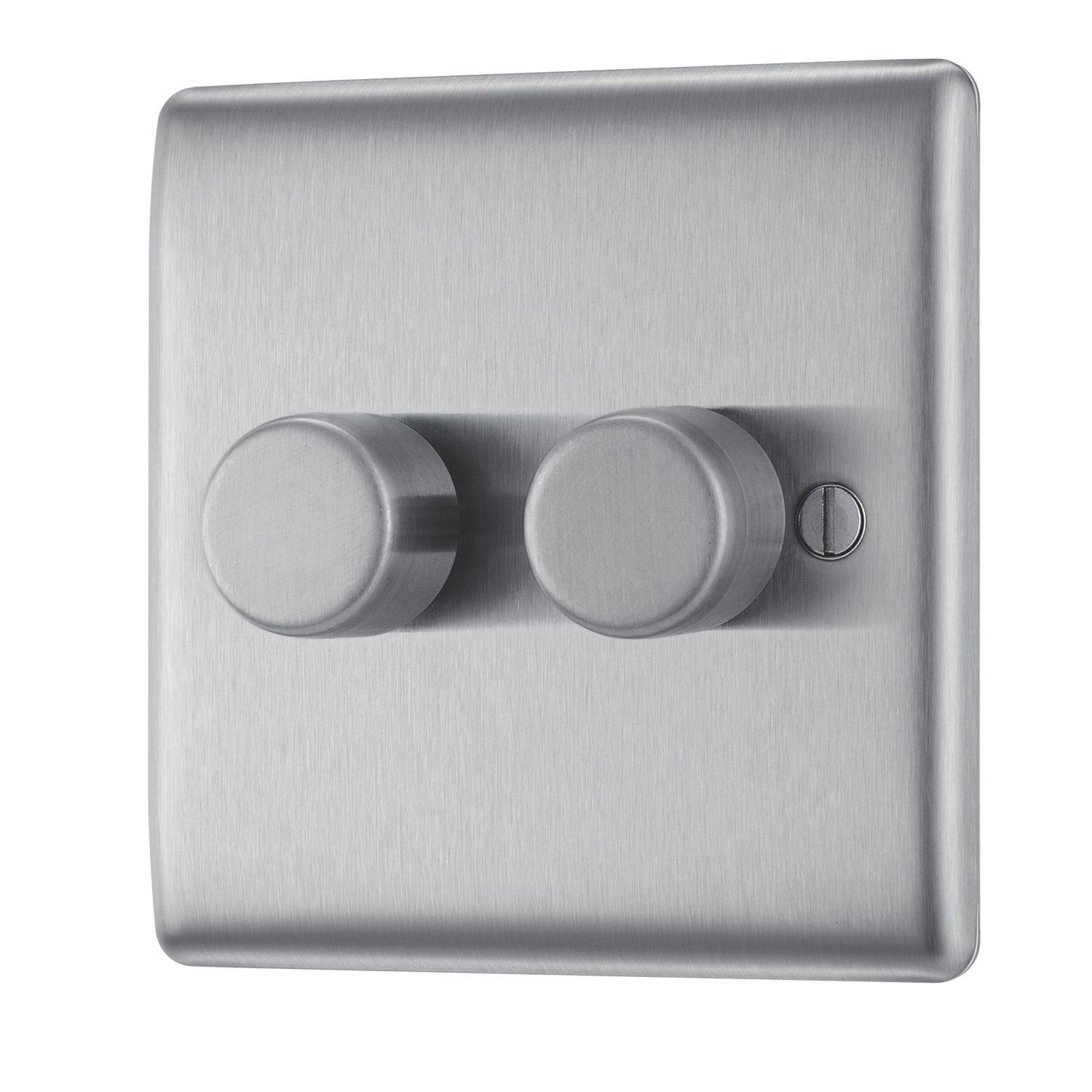 British General Nexus Metal 2-Gang 2-Way LED Dimmer Switch Brushed Steel (187CH)