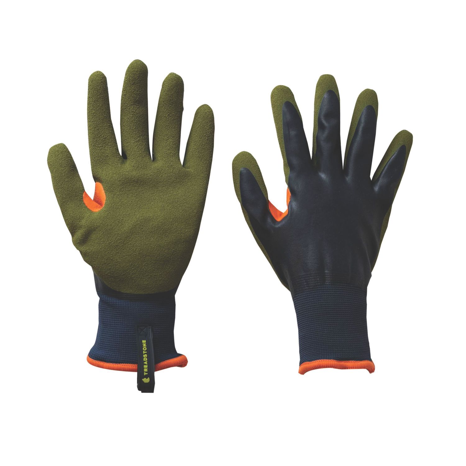 ClipGlove Warm 'n' Waterproof Polyester & Latex Gardening Gloves Navy / Khaki Medium (188YE)
