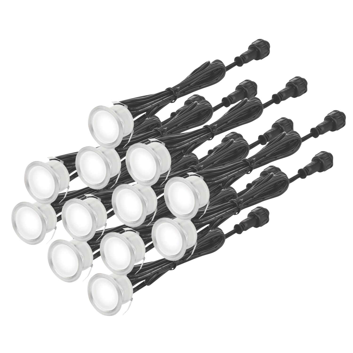 Aurora M-Lite 30mm Outdoor Round LED Deck Light Kit Stainless Steel 7.2W 144lm 12 Pack (189KJ)