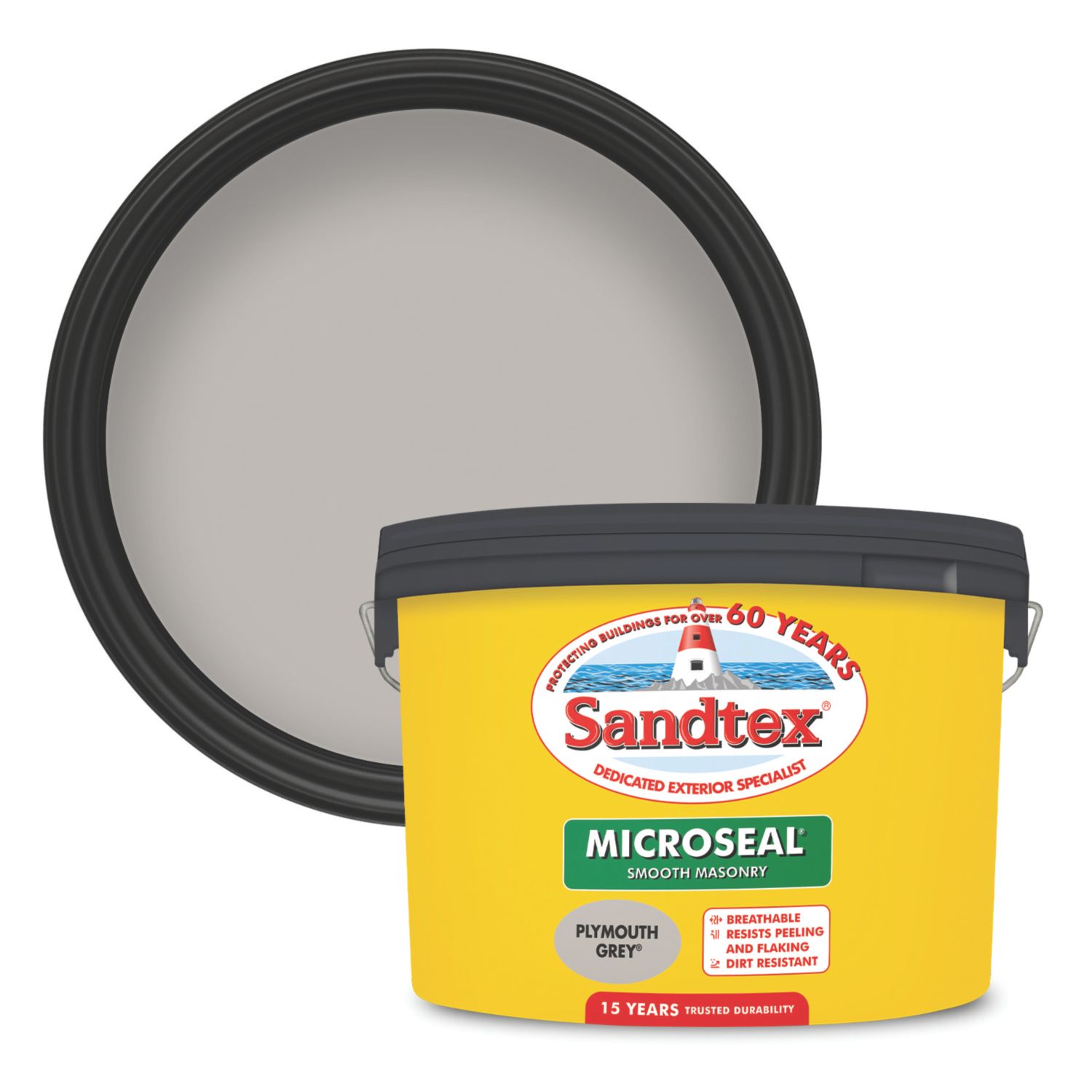 Sandtex 10Ltr Smooth Plymouth Grey Masonry Paint (1902V)