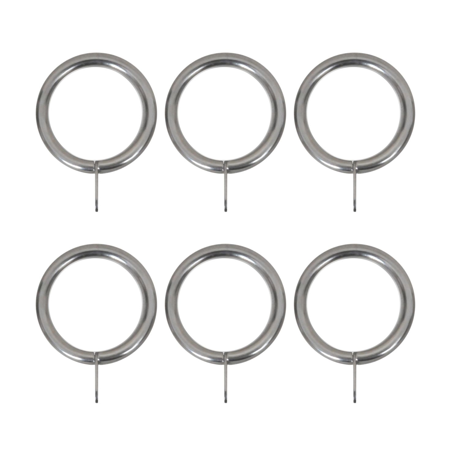 Renaissance Brushed Nickel Metal Curtain Rings 19mm 6 Pack (190CK)