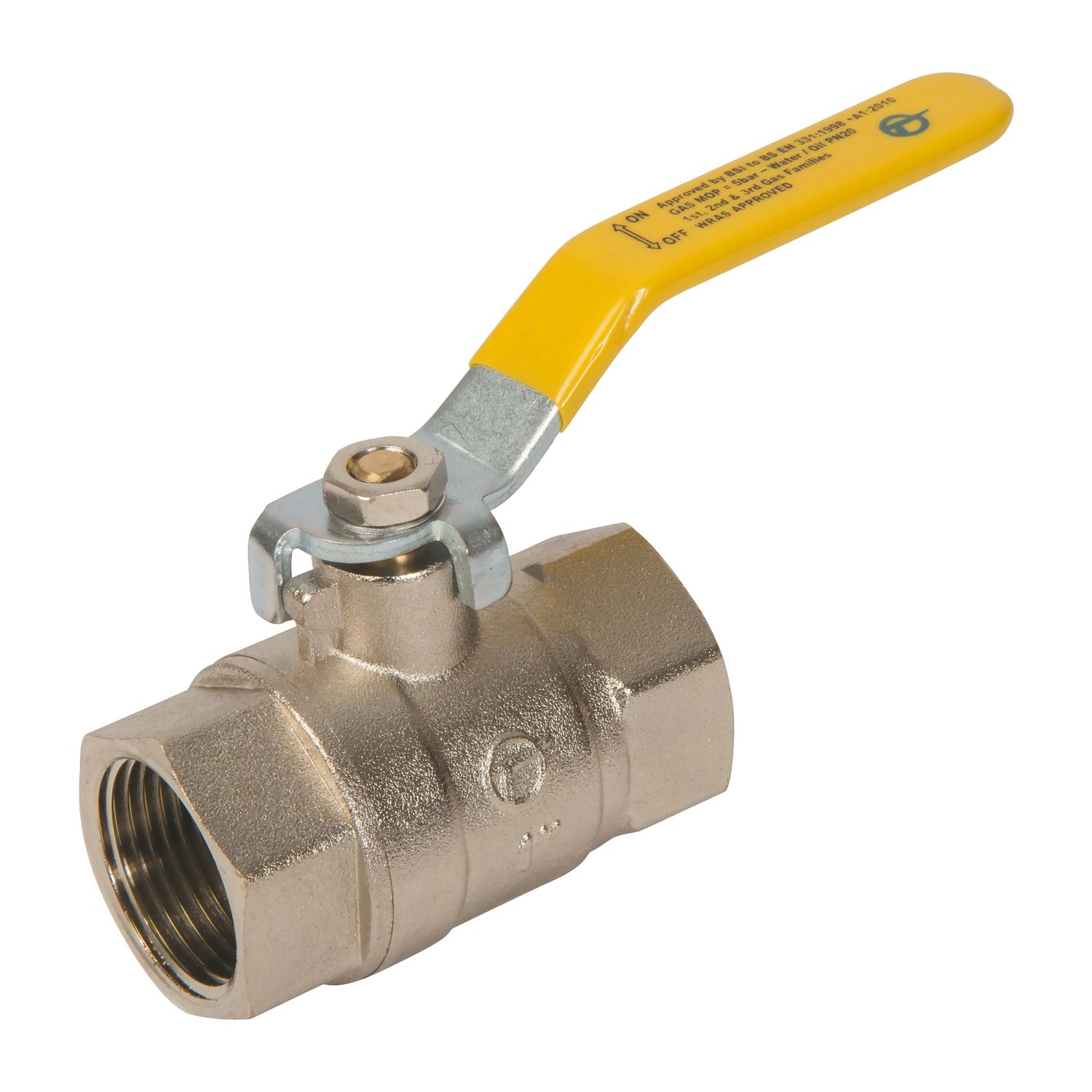 Tesla BSP Full Bore 1" Lever Ball Valve with Yellow Handle (1915R)