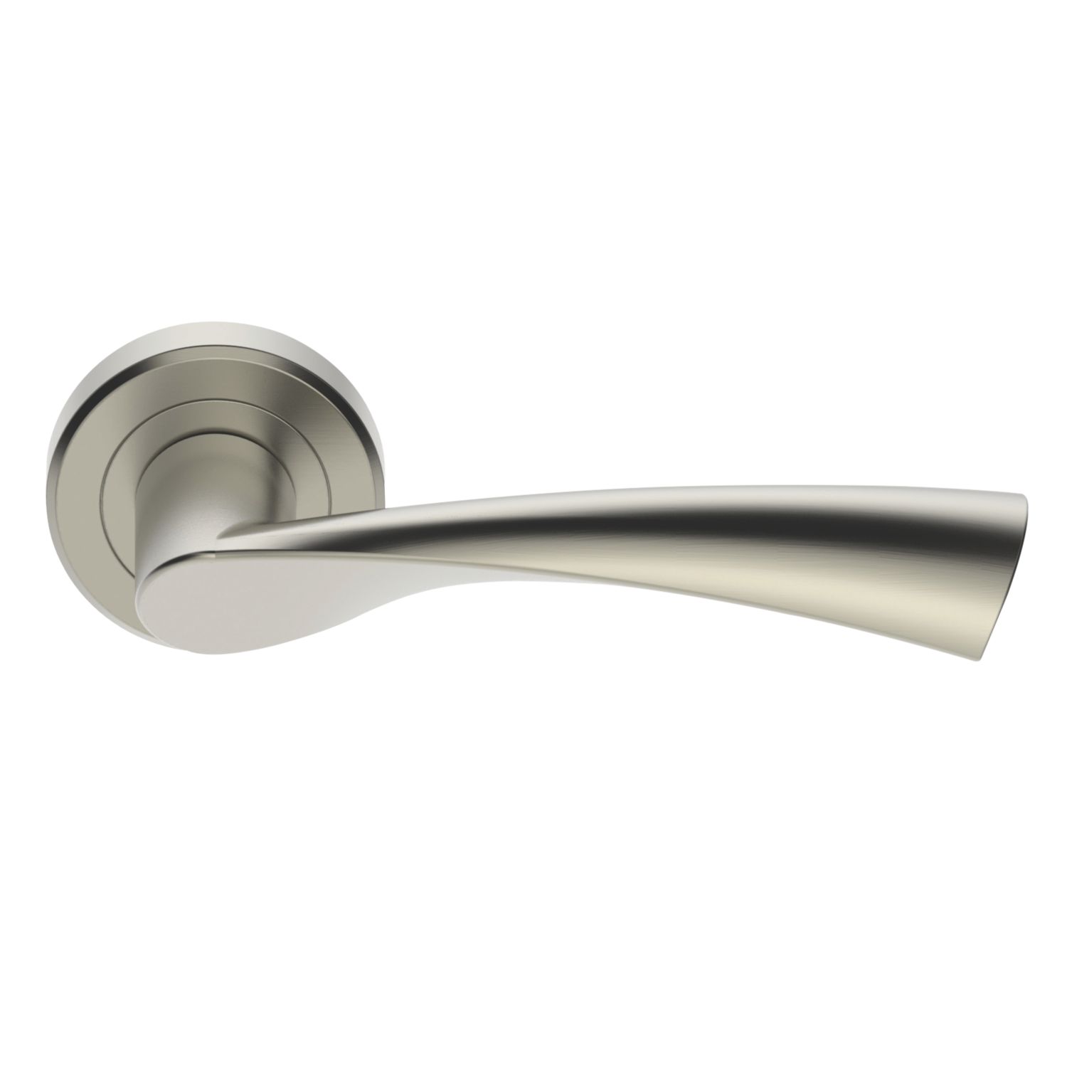 Serozzetta Breeze Fire Rated Lever on Rose Door Handles Pair Satin Chrome (1931H)